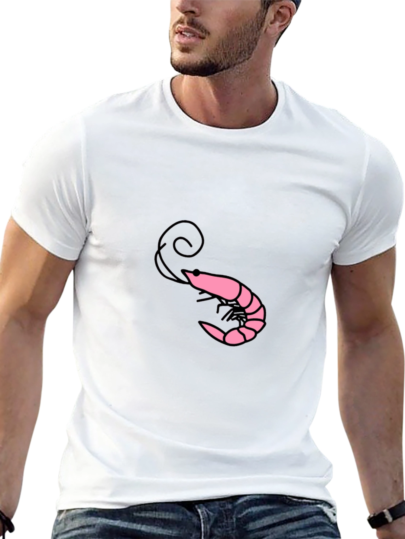 Shrimp Graphic Tee - Black Cotton Blend Shirt