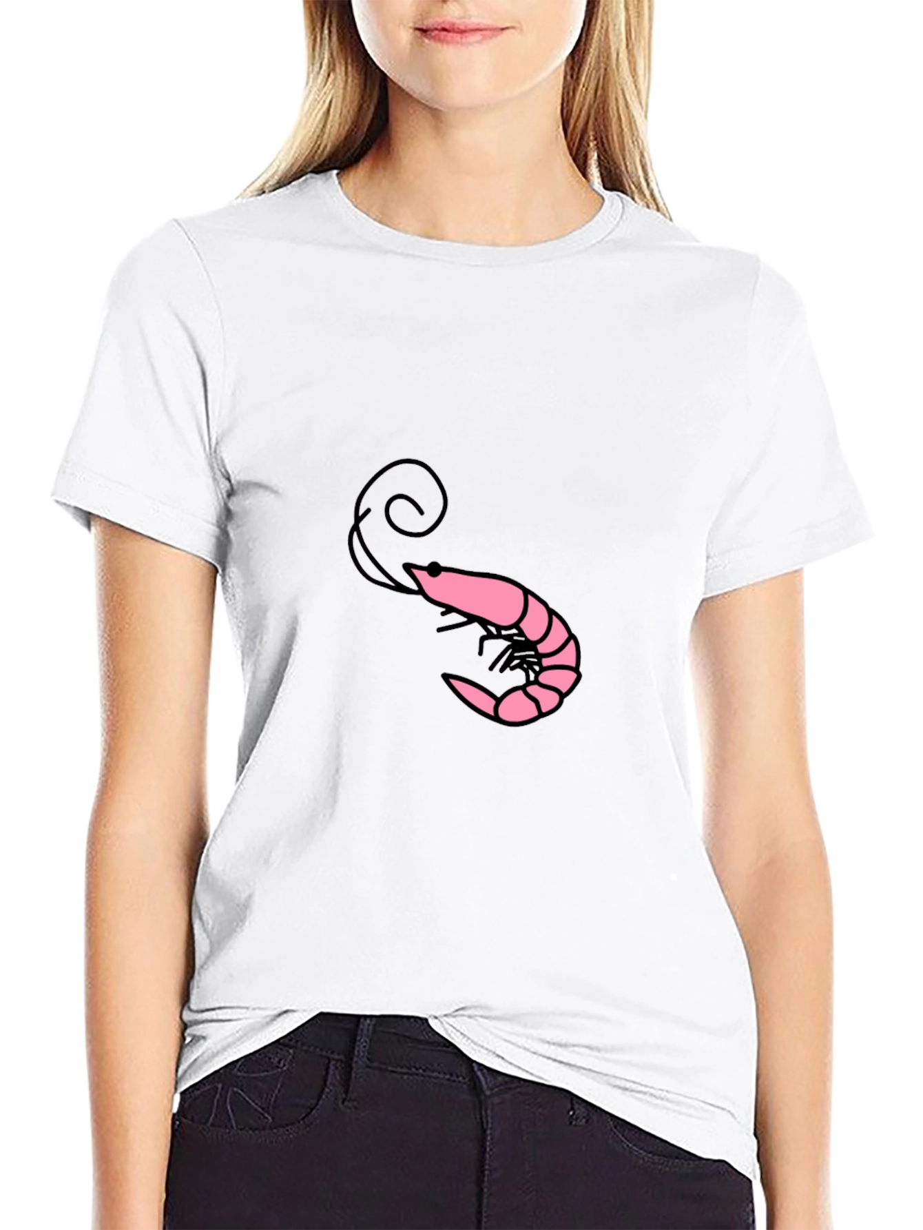 Shrimp Graphic Tee - Black Cotton Blend Shirt