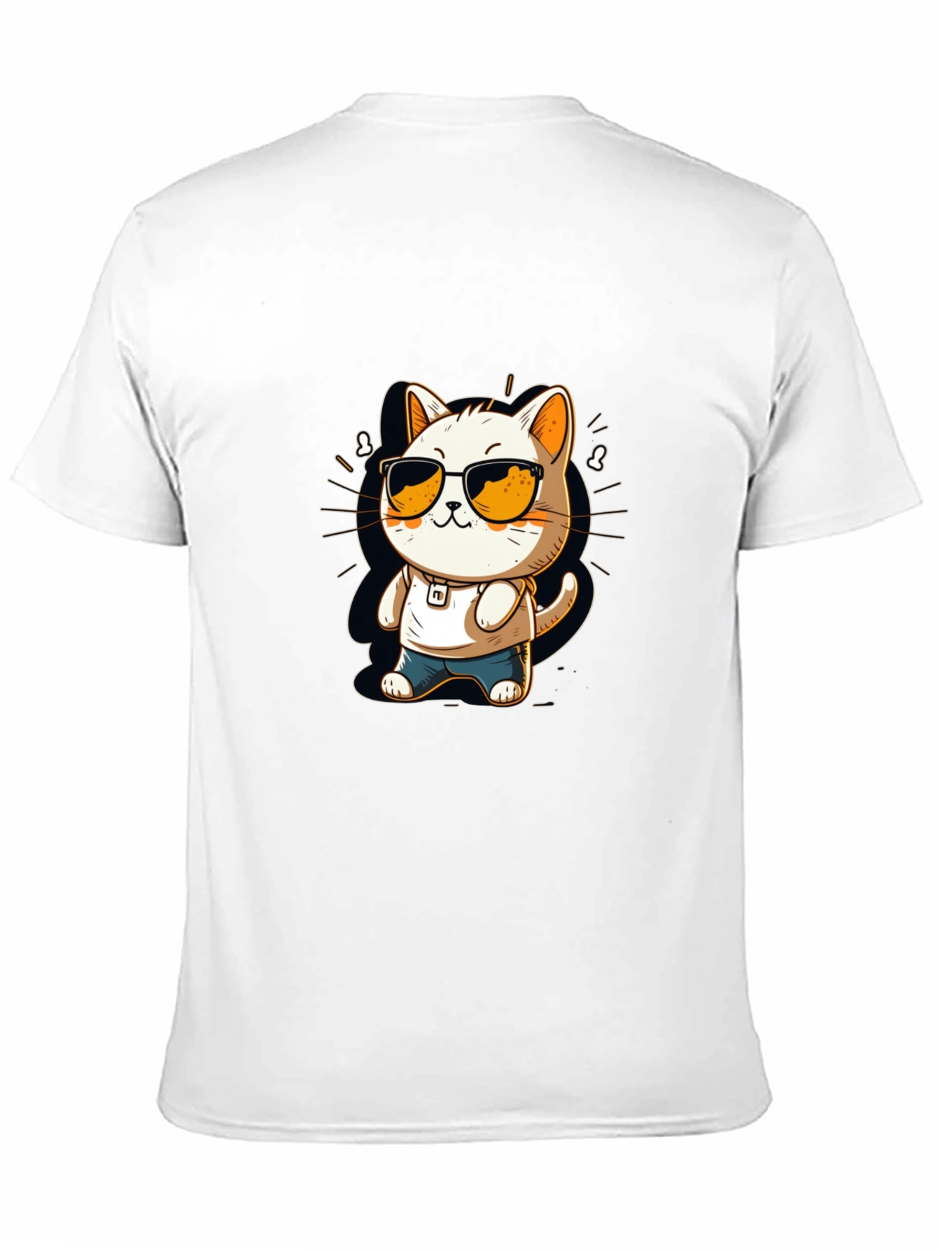 Cool Cat Cartoon Black Tee