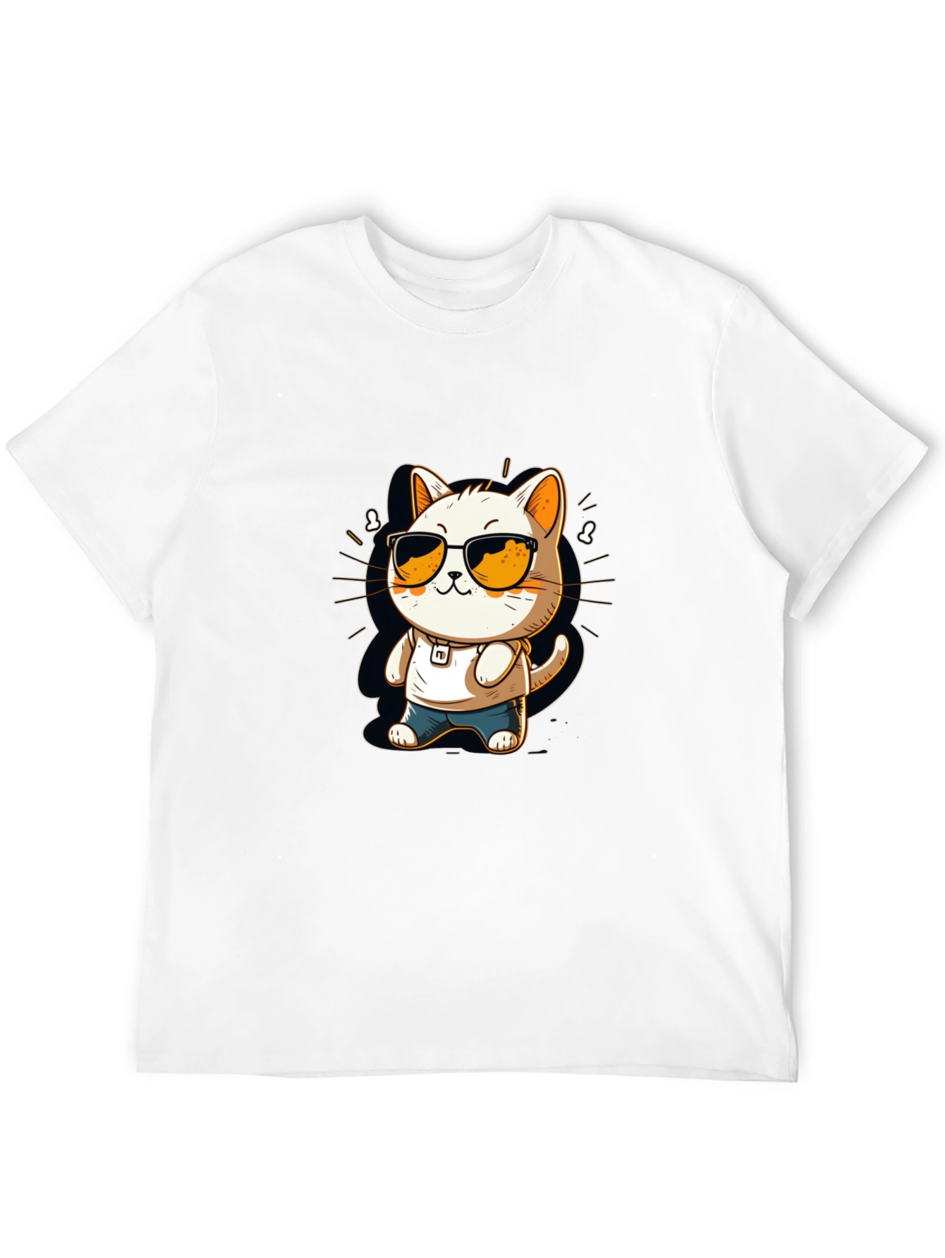 Cool Cat Cartoon Black Tee
