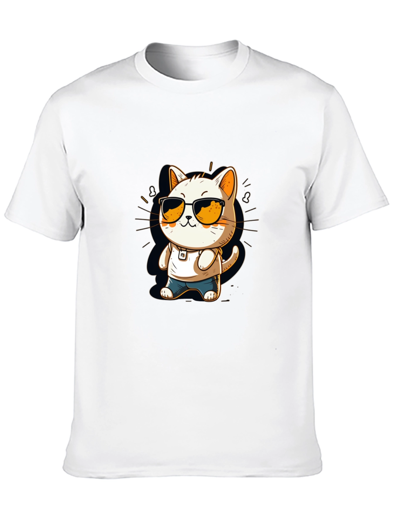 Cool Cat Cartoon Black Tee
