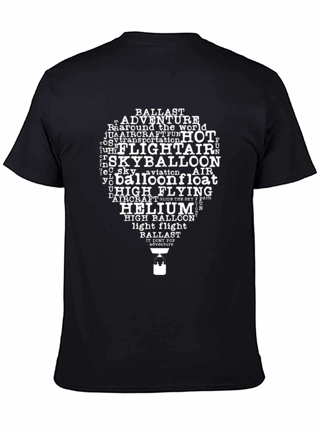 Hot Air Balloon Word Art Graphic T-Shirt