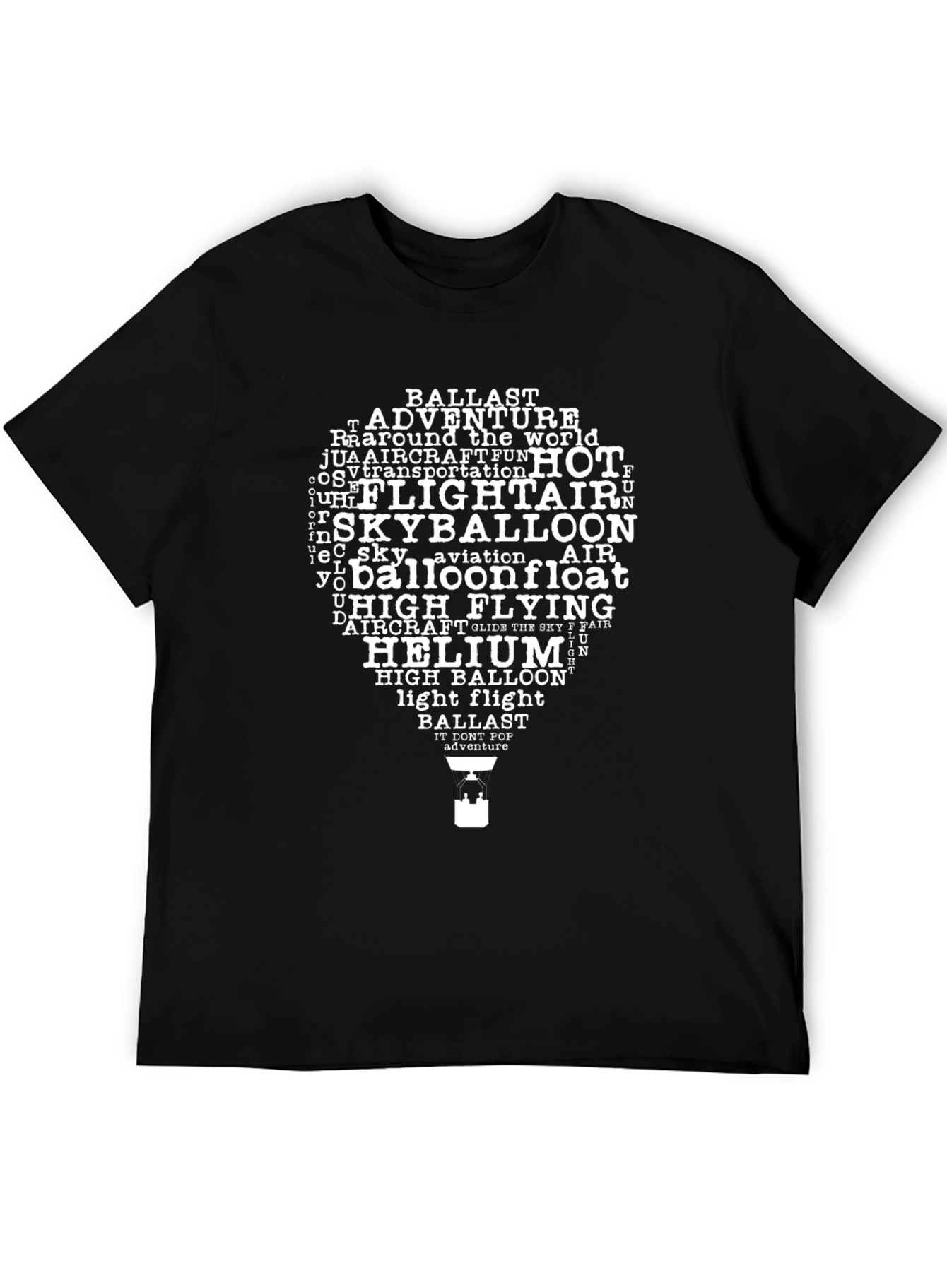 Hot Air Balloon Word Art Graphic T-Shirt