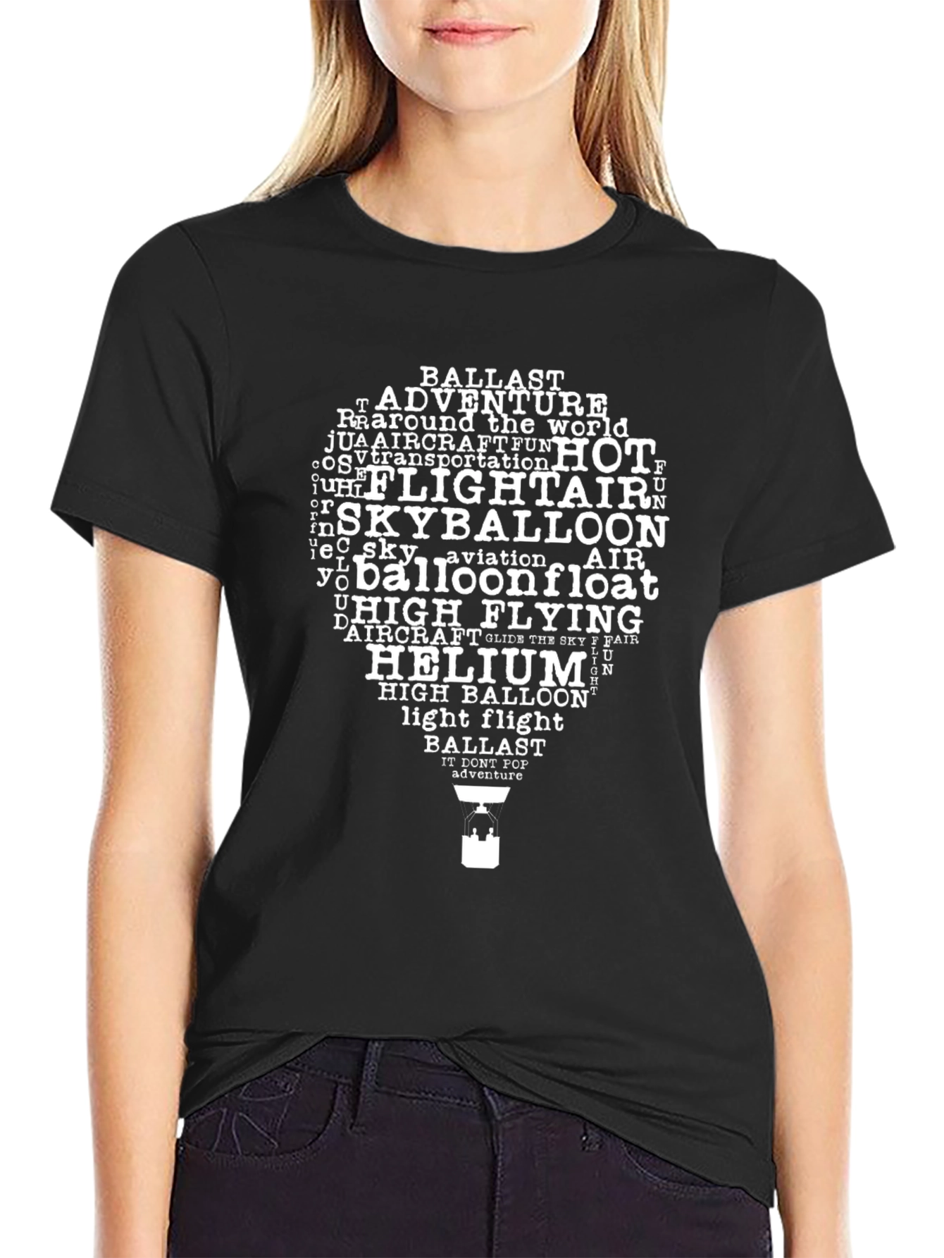 Hot Air Balloon Word Art Graphic T-Shirt