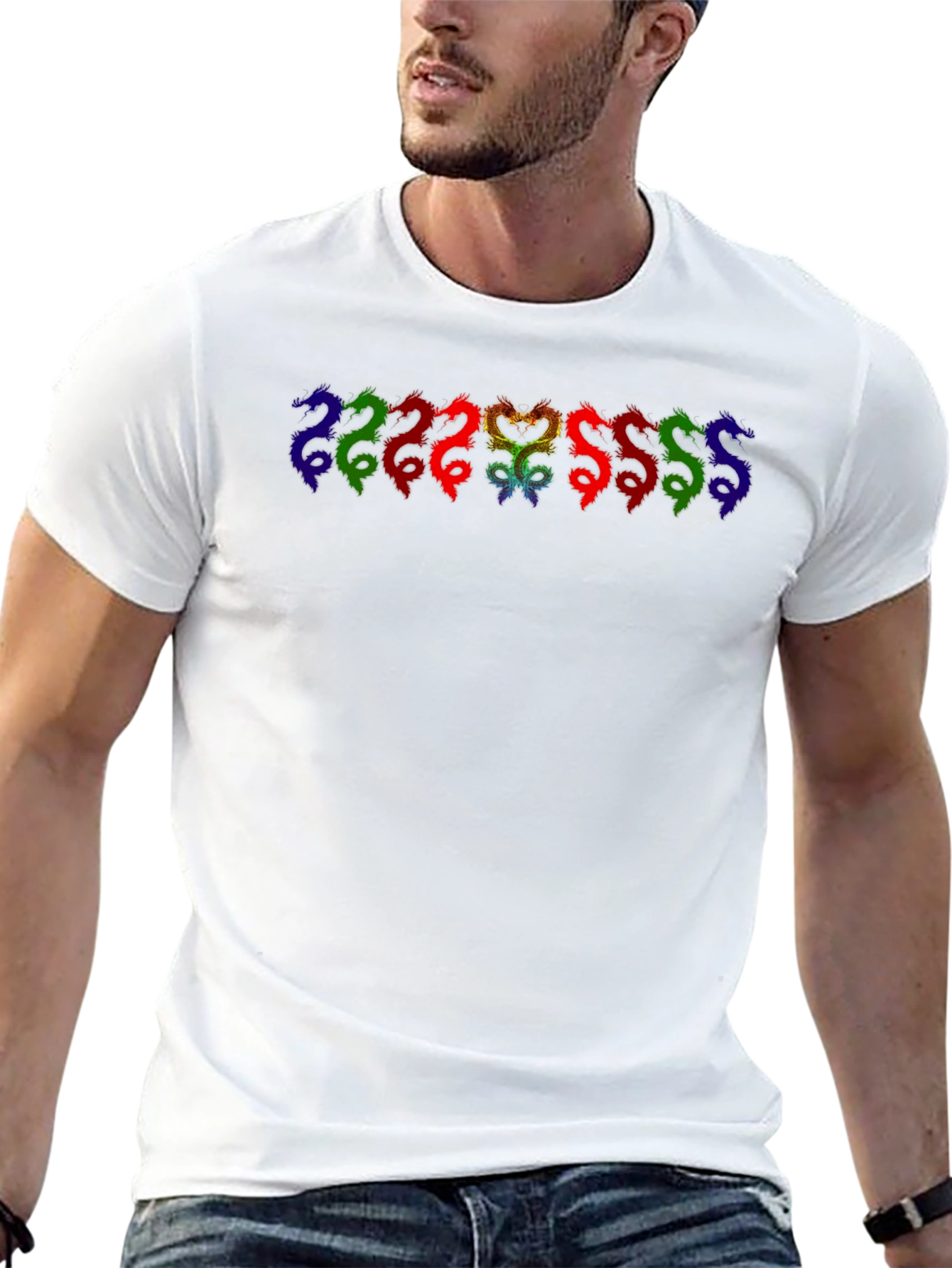 Rainbow Dragon Graphic Black T-Shirt