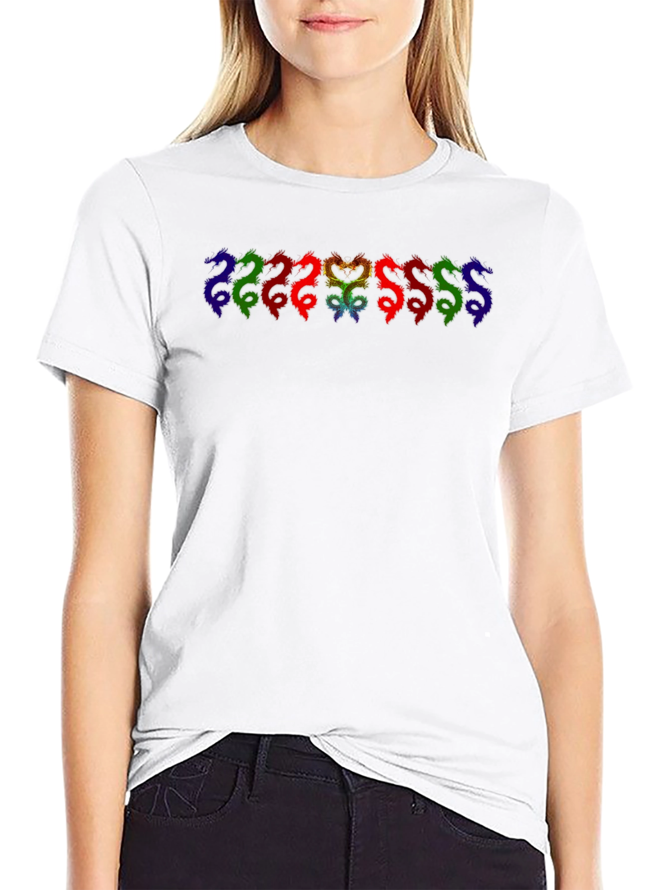 Rainbow Dragon Graphic Black T-Shirt