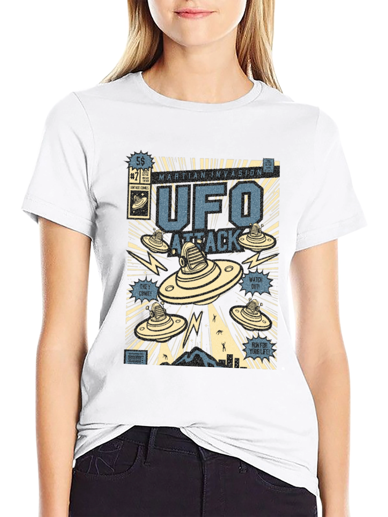 UFO Attack Graphic T-Shirt