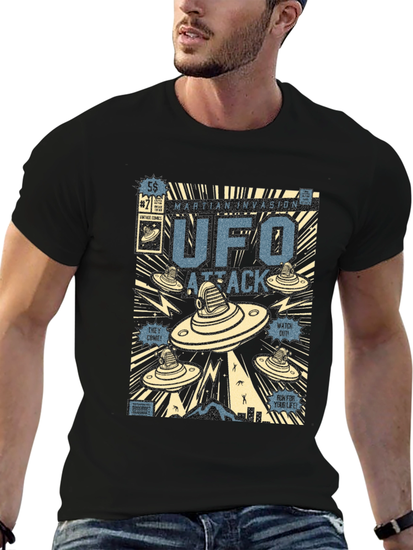 UFO Attack Graphic T-Shirt