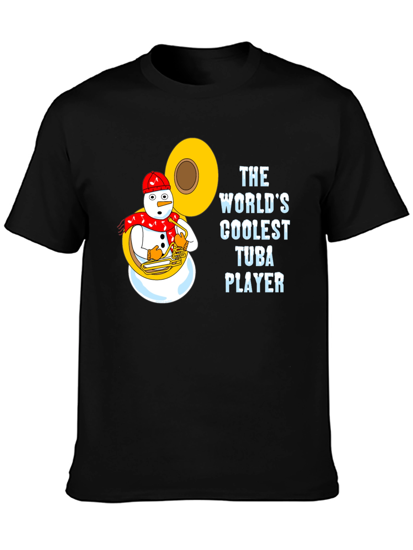 Coolest Tuba Player Snowman Black T-Shirt