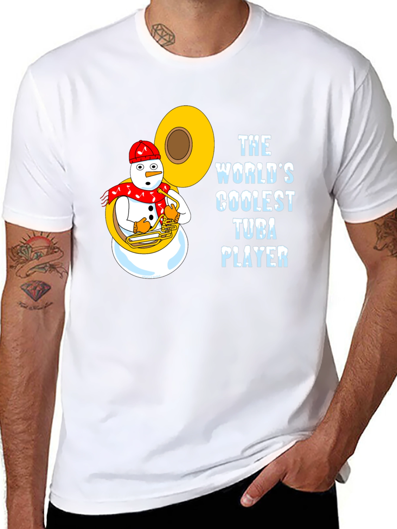 Coolest Tuba Player Snowman Black T-Shirt