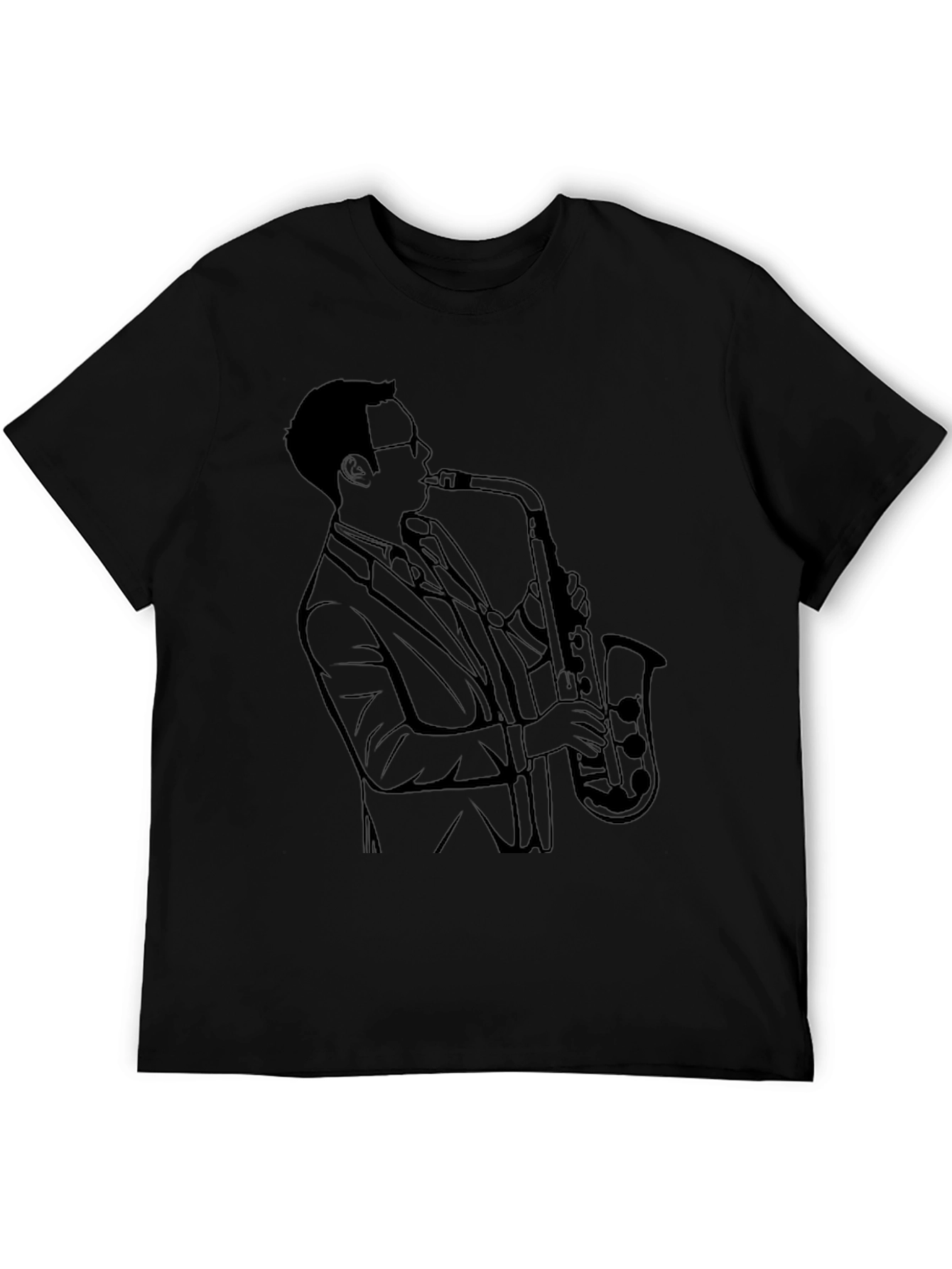 Saxophone Player Graphic Tee - Cool Black T-Shirt