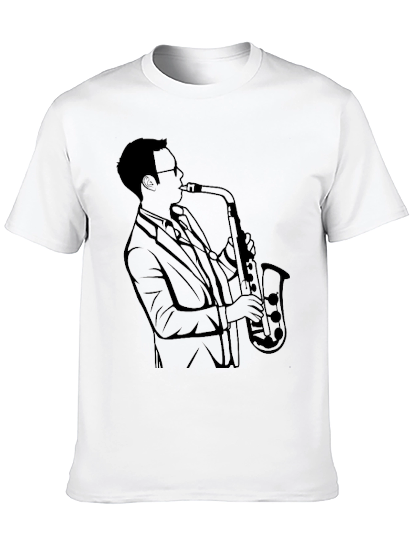 Saxophone Player Graphic Tee - Cool Black T-Shirt