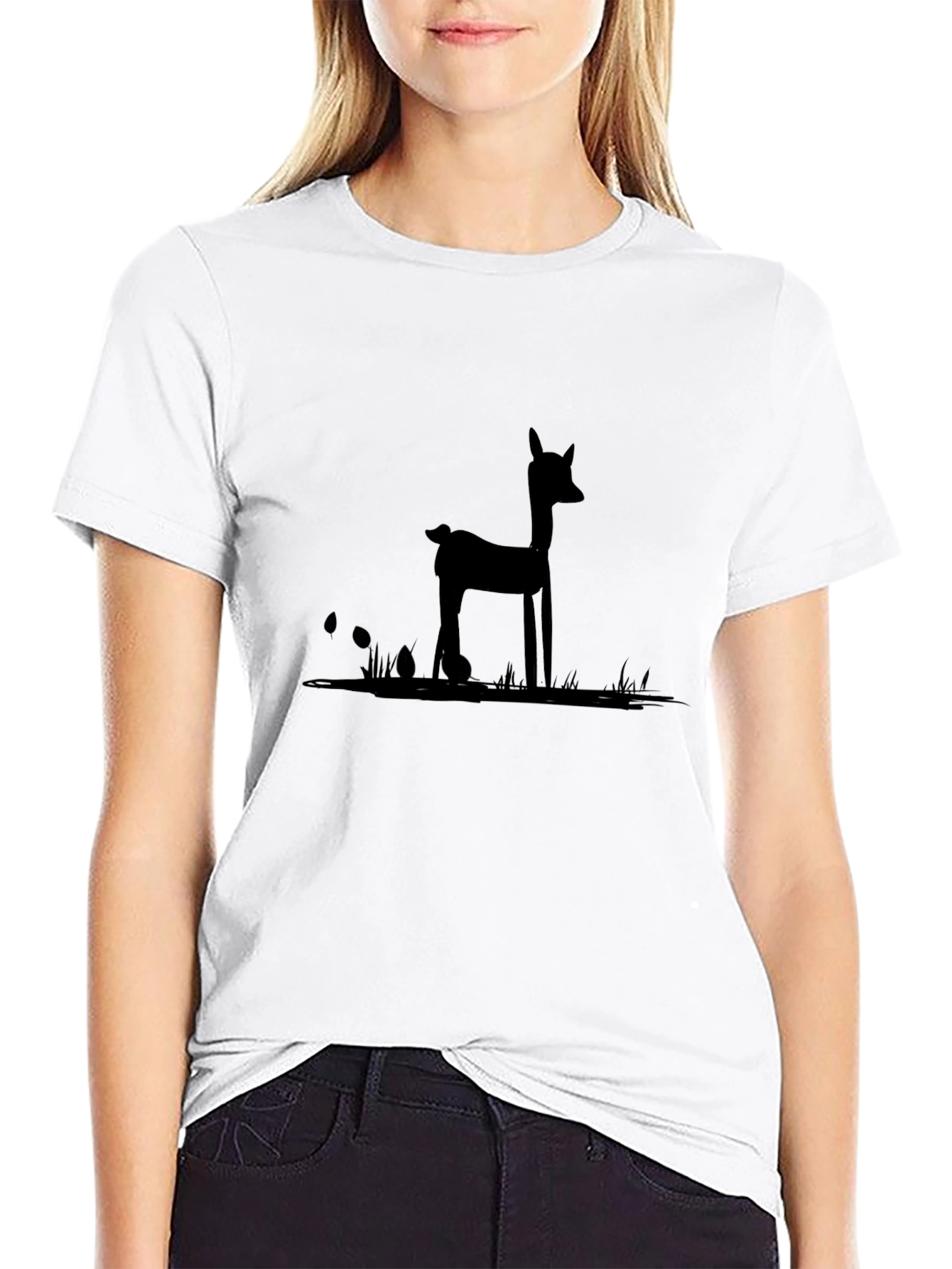 Black Deer Silhouette Graphic Tee - Unisex