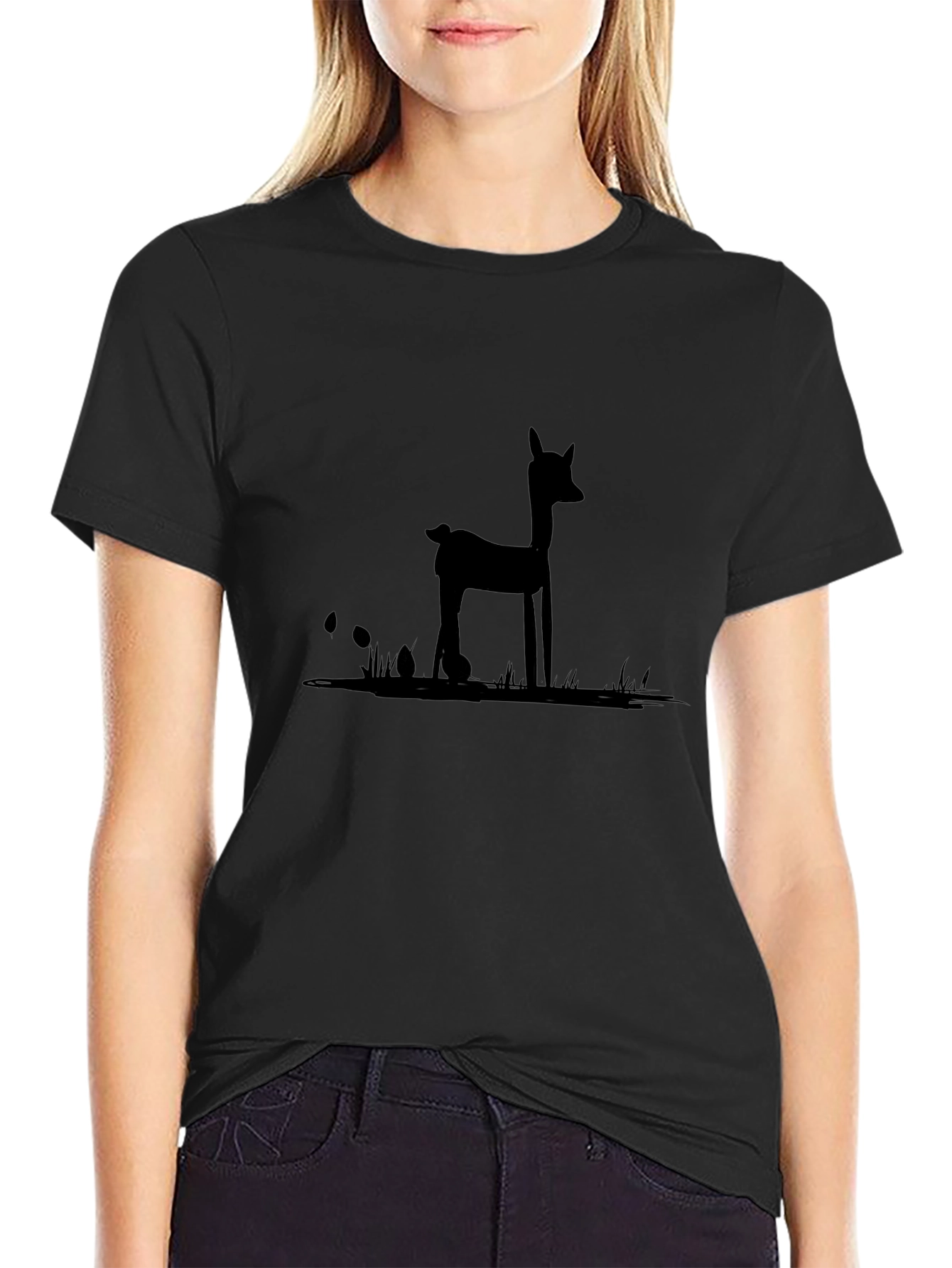 Black Deer Silhouette Graphic Tee - Unisex
