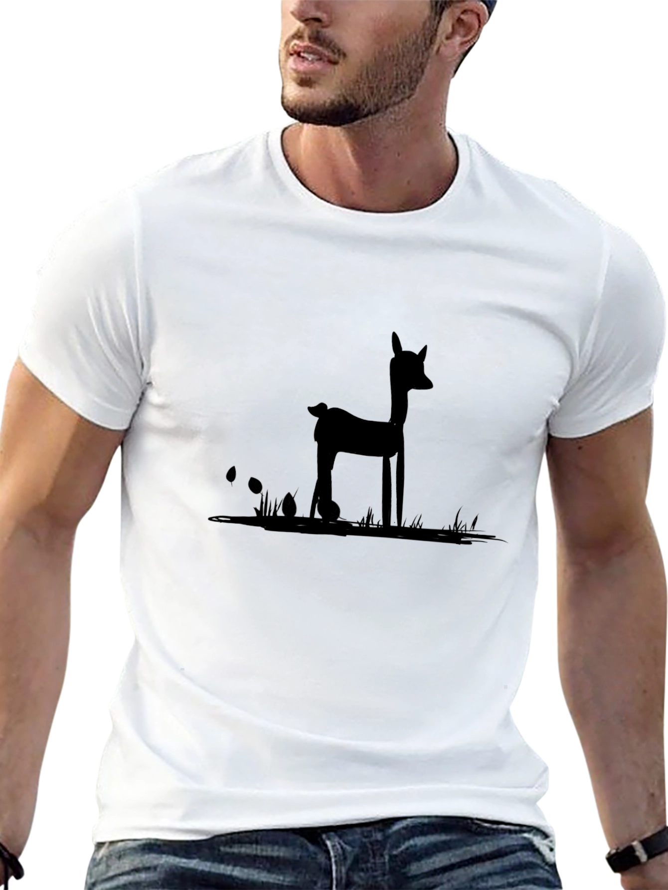 Black Deer Silhouette Graphic Tee - Unisex