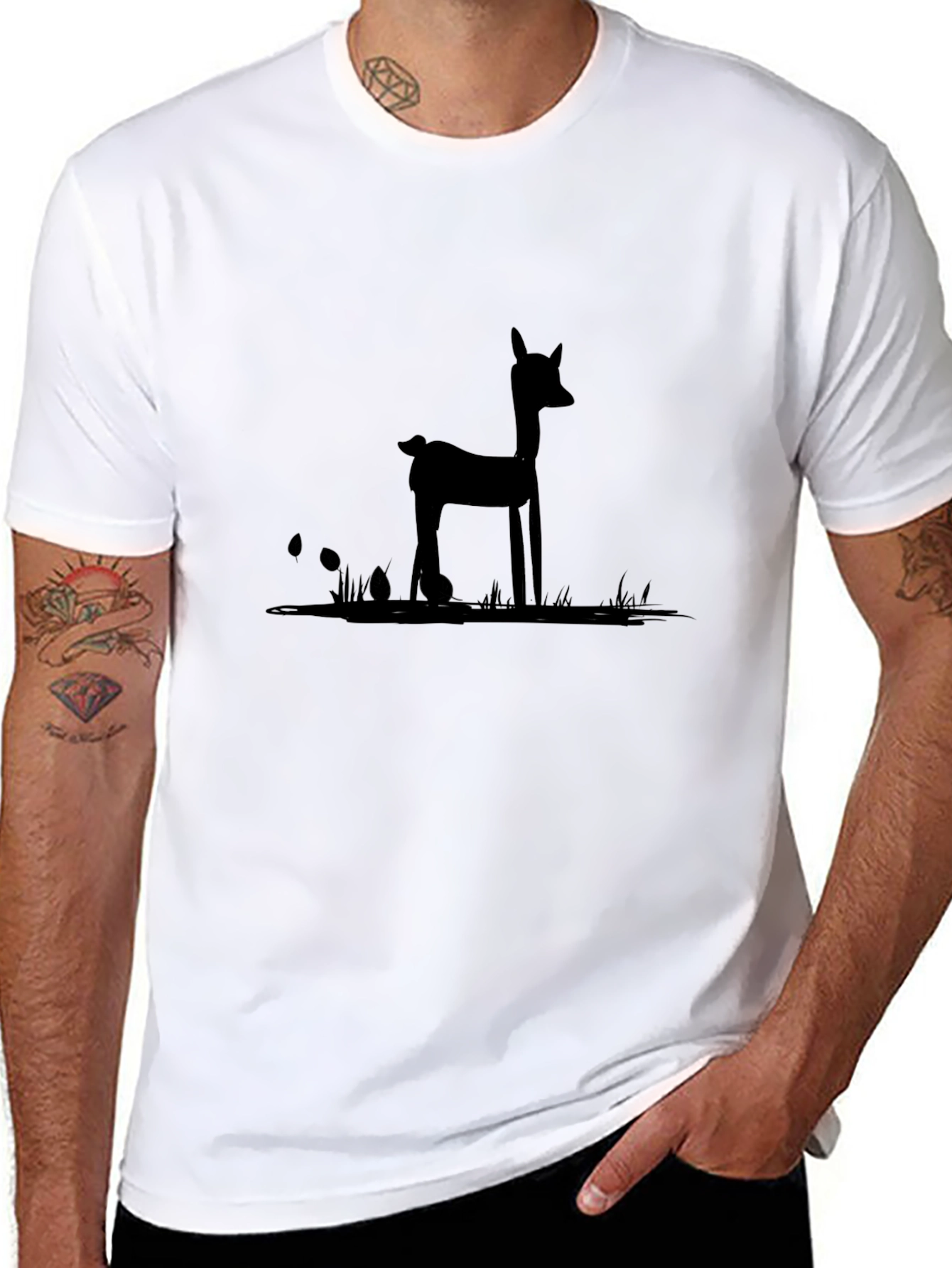 Black Deer Silhouette Graphic Tee - Unisex