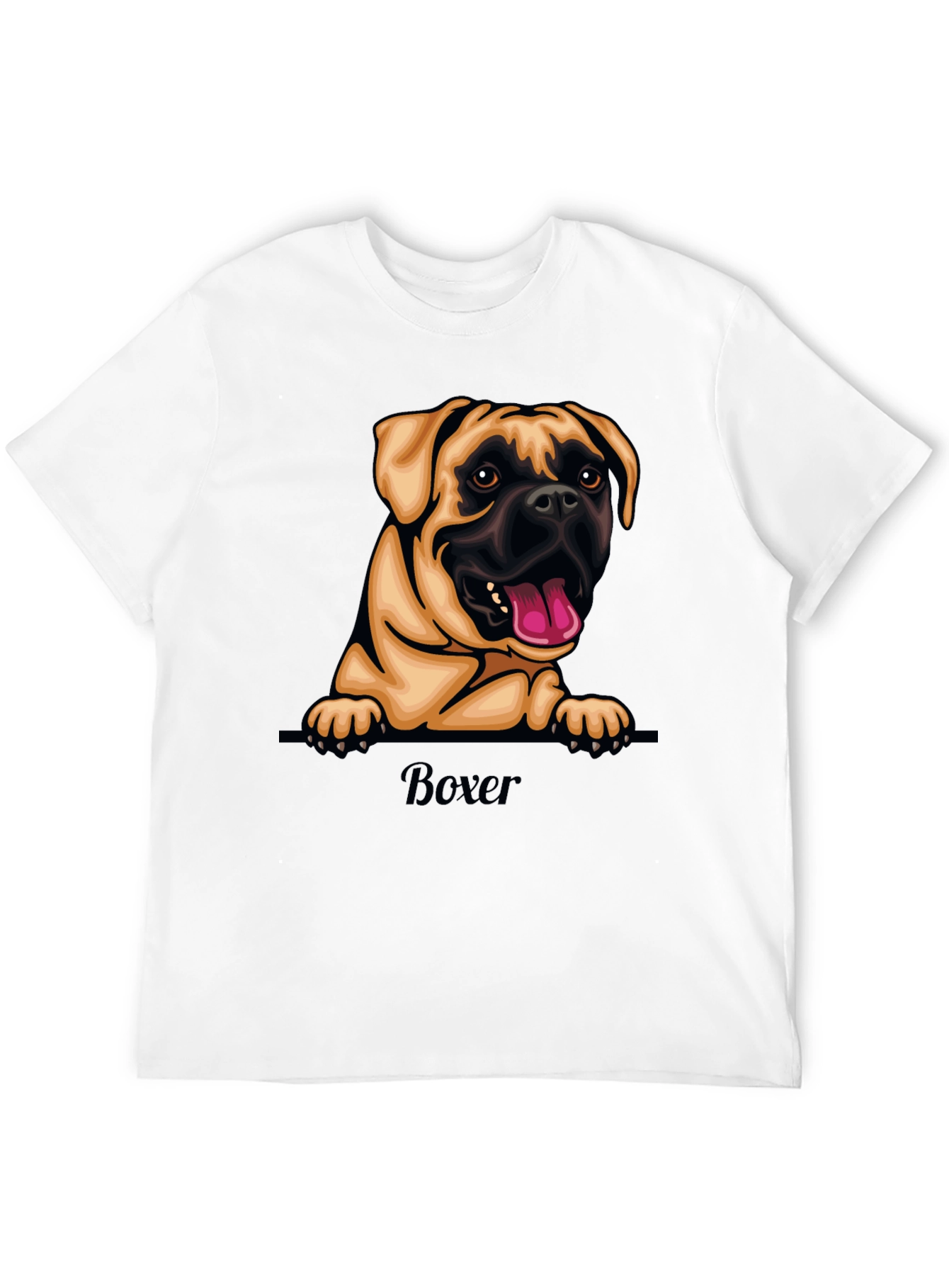 Boxer Dog Graphic T-Shirt - Black Crew Neck Tee