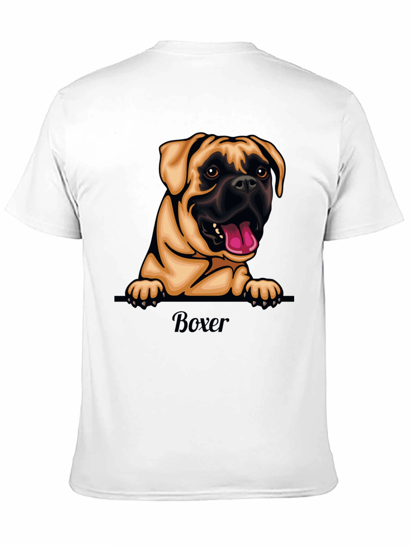 Boxer Dog Graphic T-Shirt - Black Crew Neck Tee