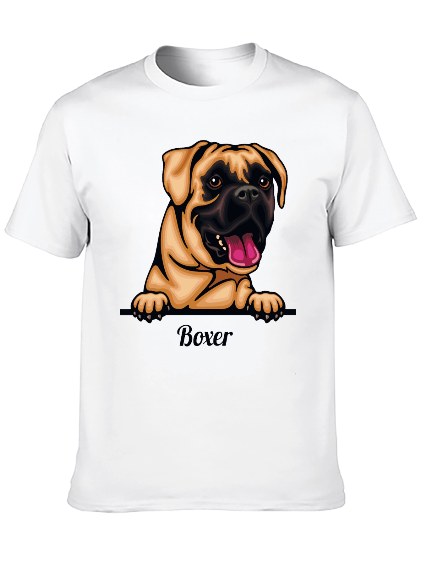 Boxer Dog Graphic T-Shirt - Black Crew Neck Tee