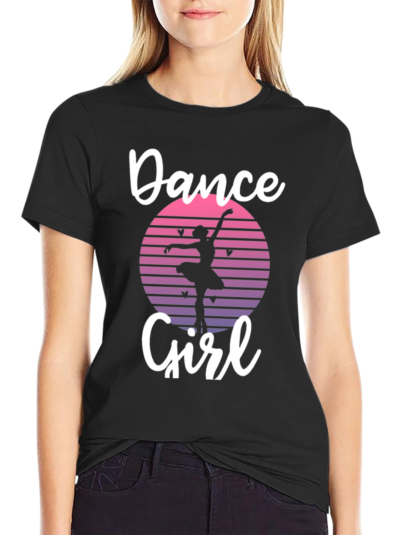 Dance Girl Graphic Tee - Stylish Black T-Shirt