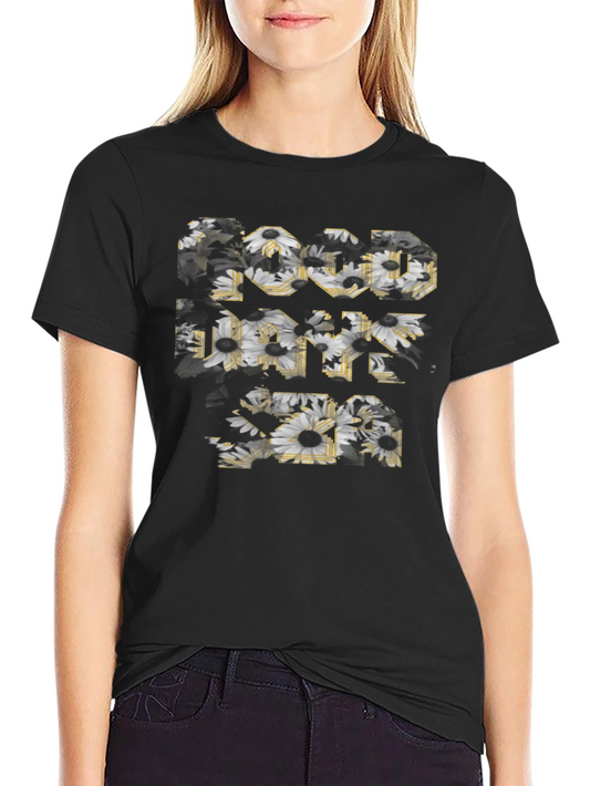 Floral Good Vibes Black Graphic Tee