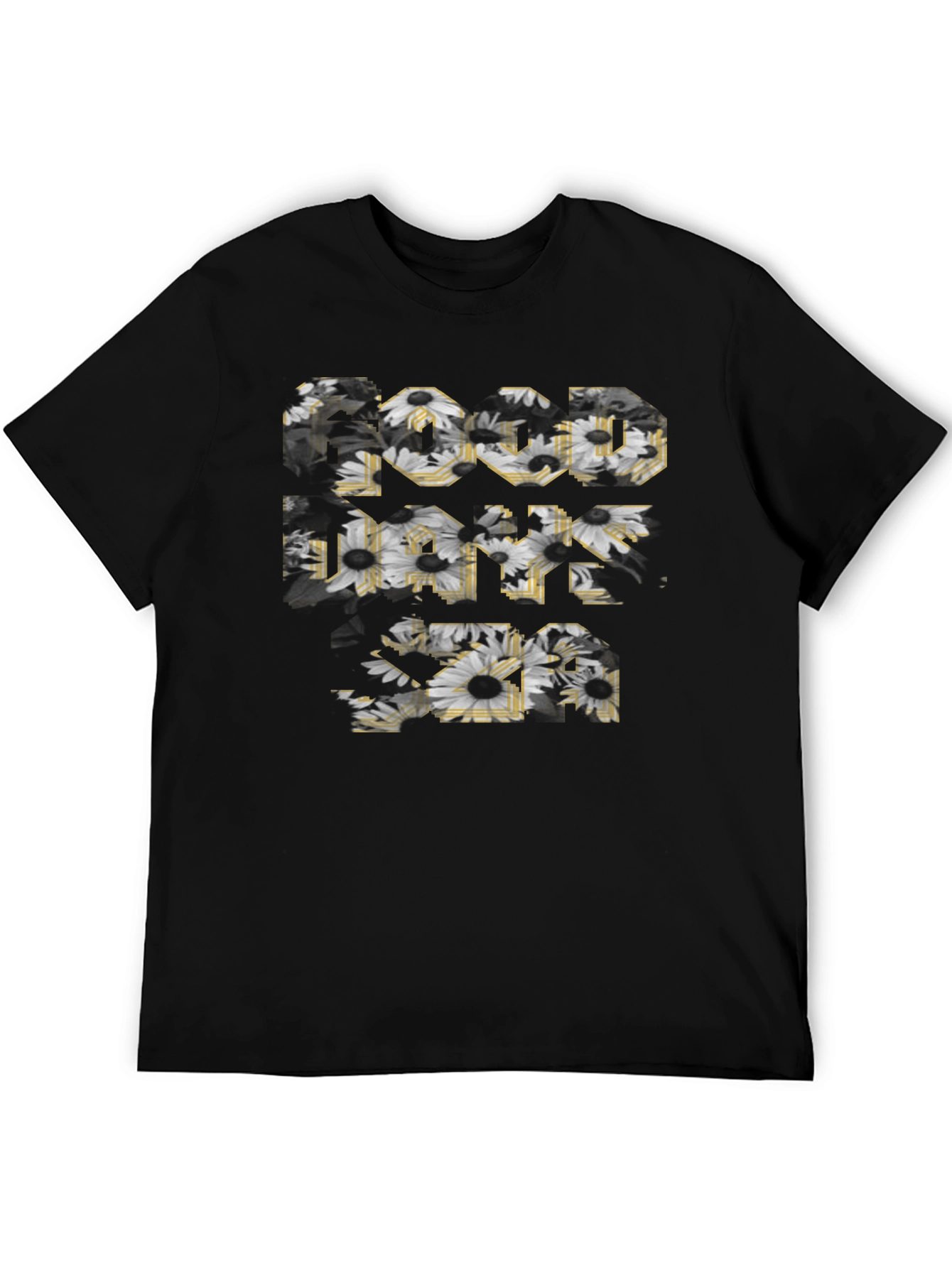 Floral Good Vibes Black Graphic Tee