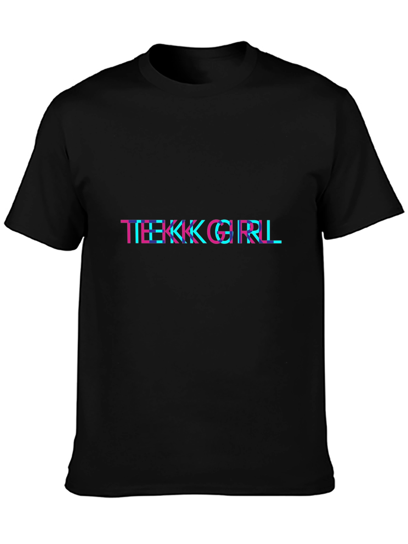 Tekk Girl Glitch Style Black T-Shirt