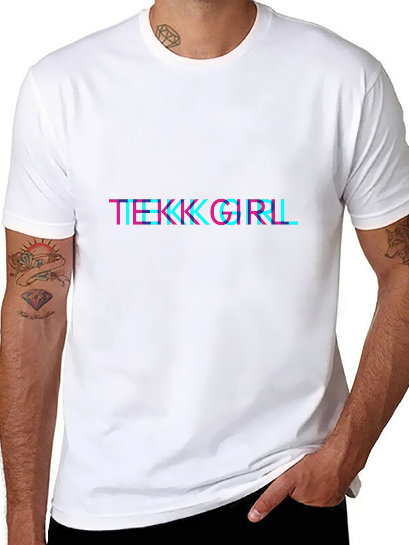 Tekk Girl Glitch Style Black T-Shirt