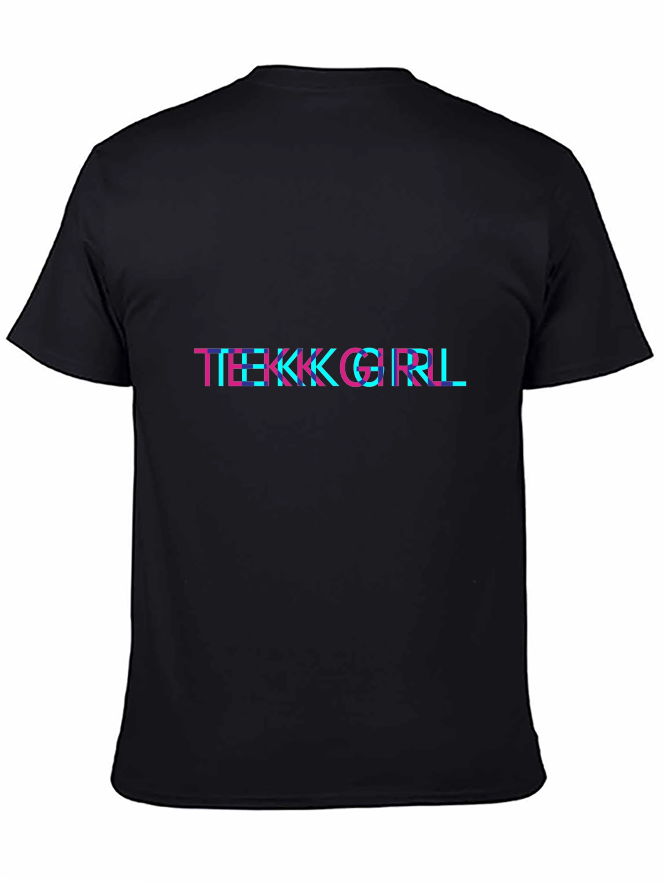 Tekk Girl Glitch Style Black T-Shirt