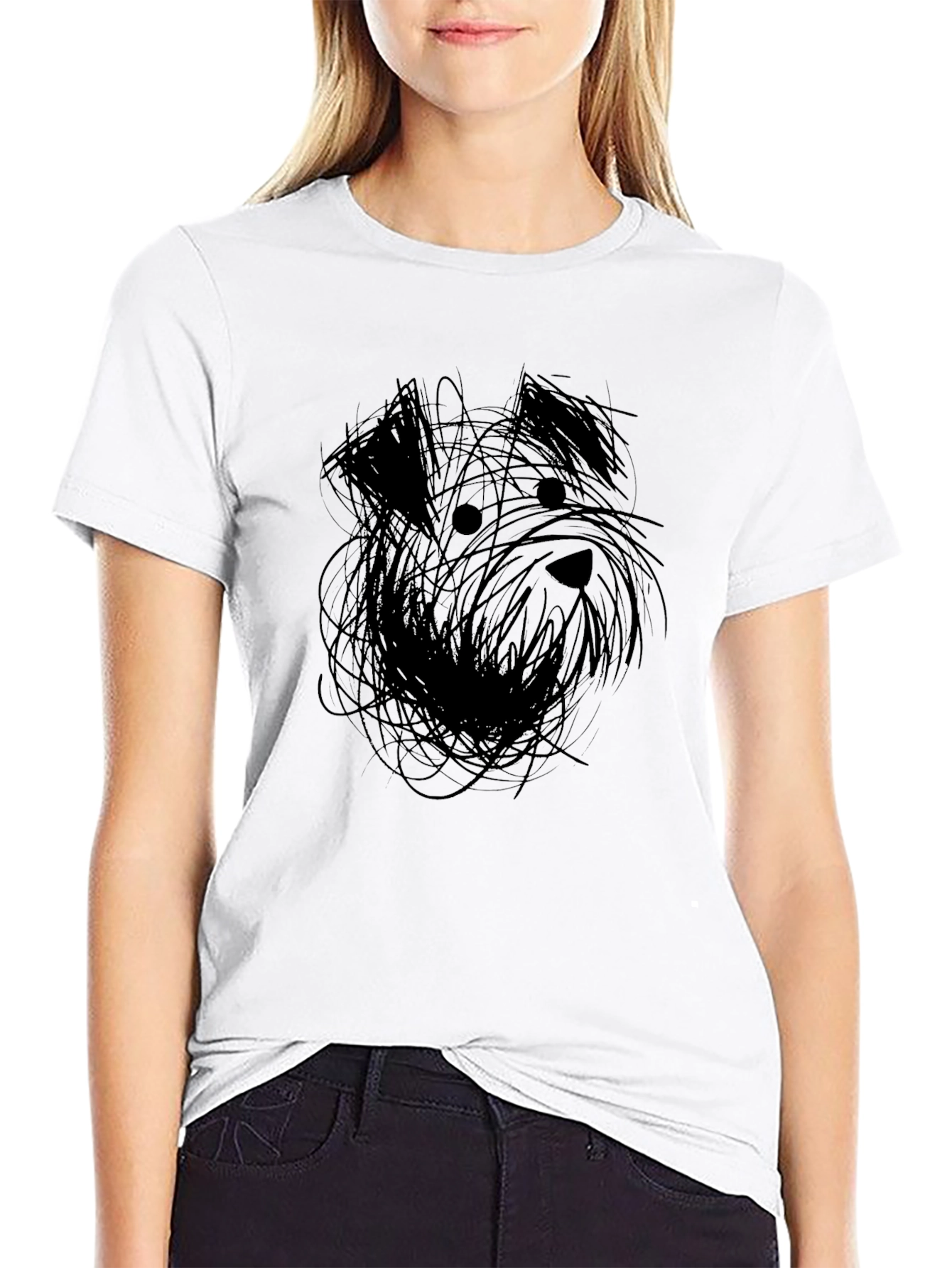 Abstract Dog Graphic Tee - Black