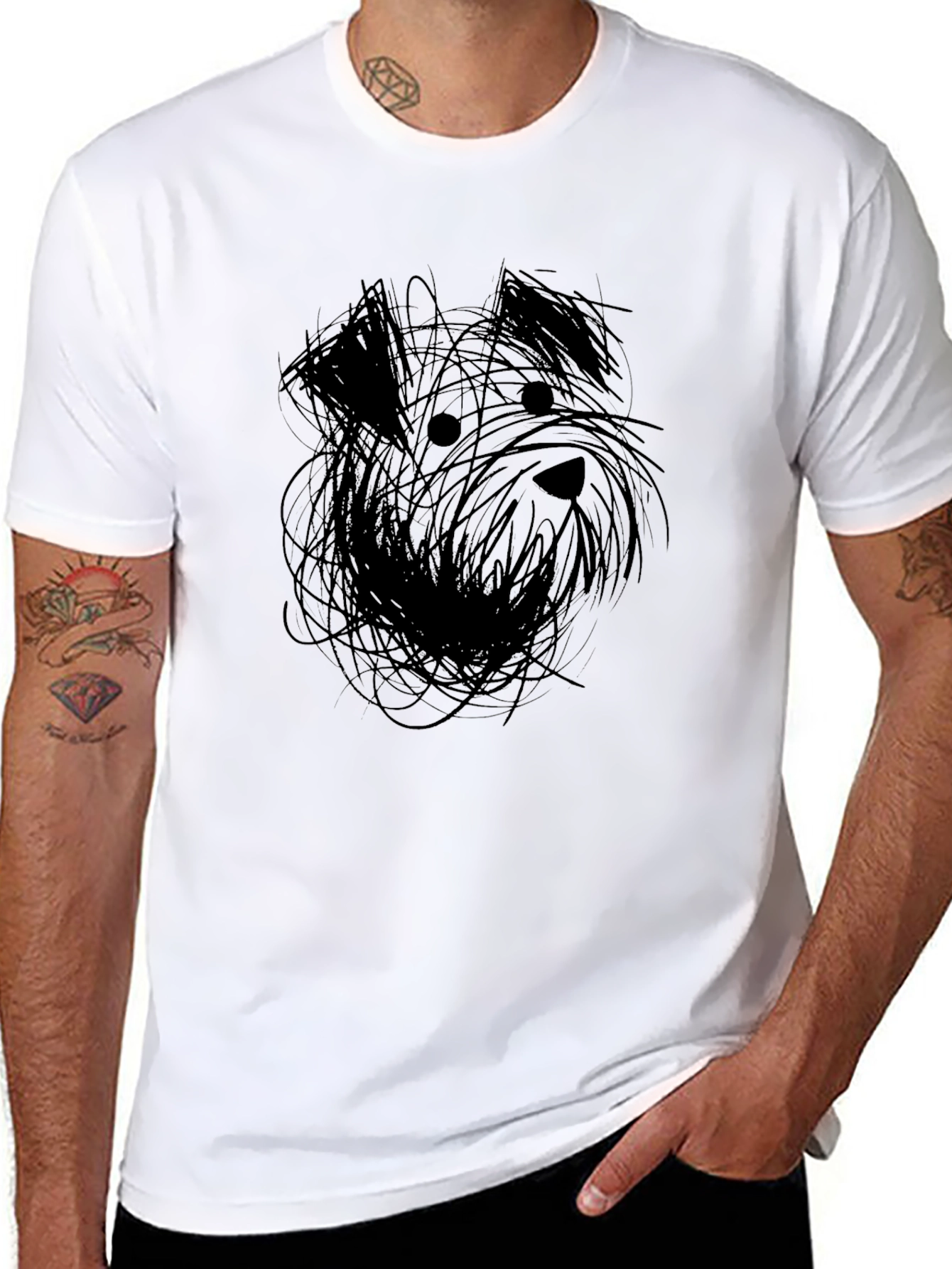 Abstract Dog Graphic Tee - Black