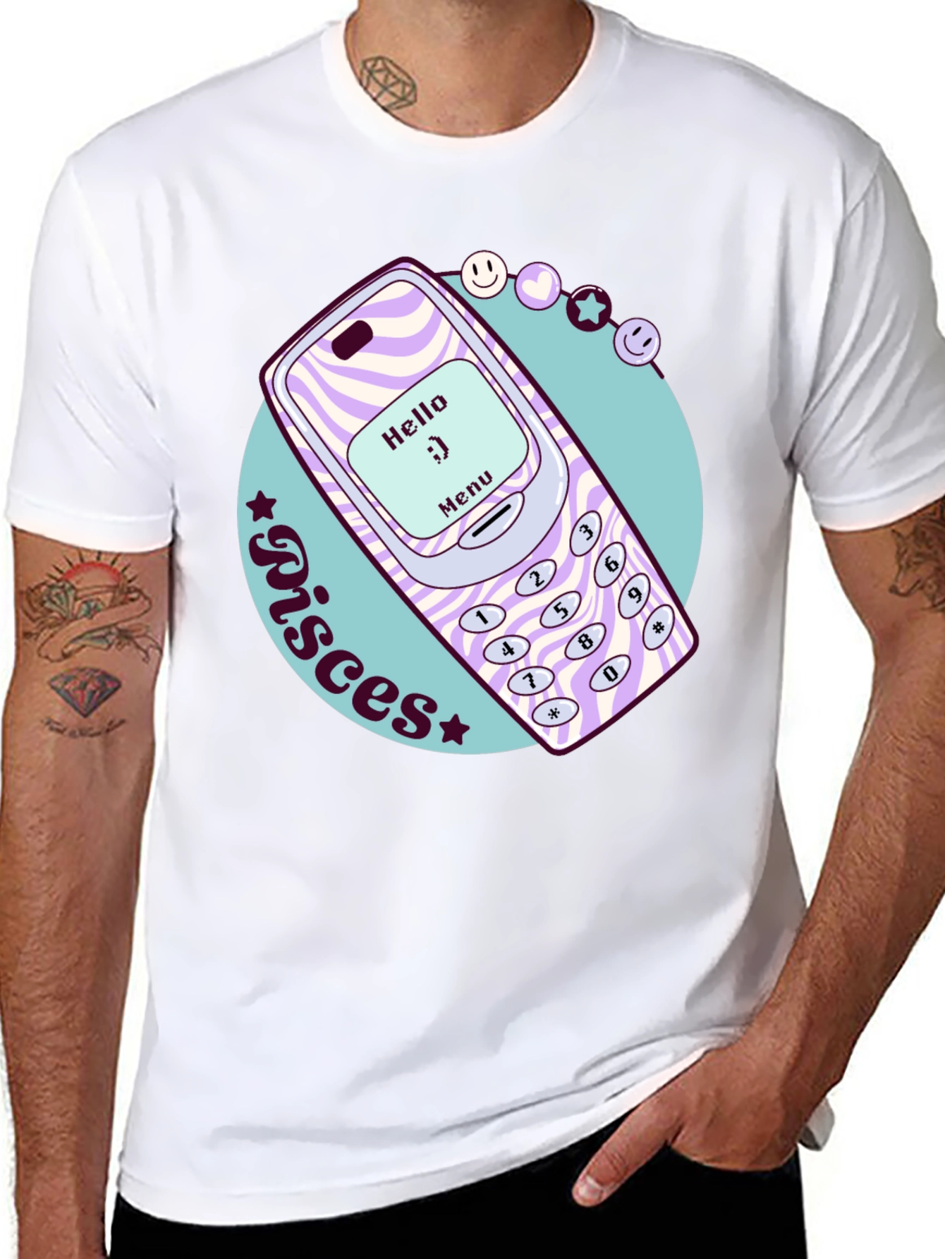 Pisces Retro Cell Phone T-Shirt