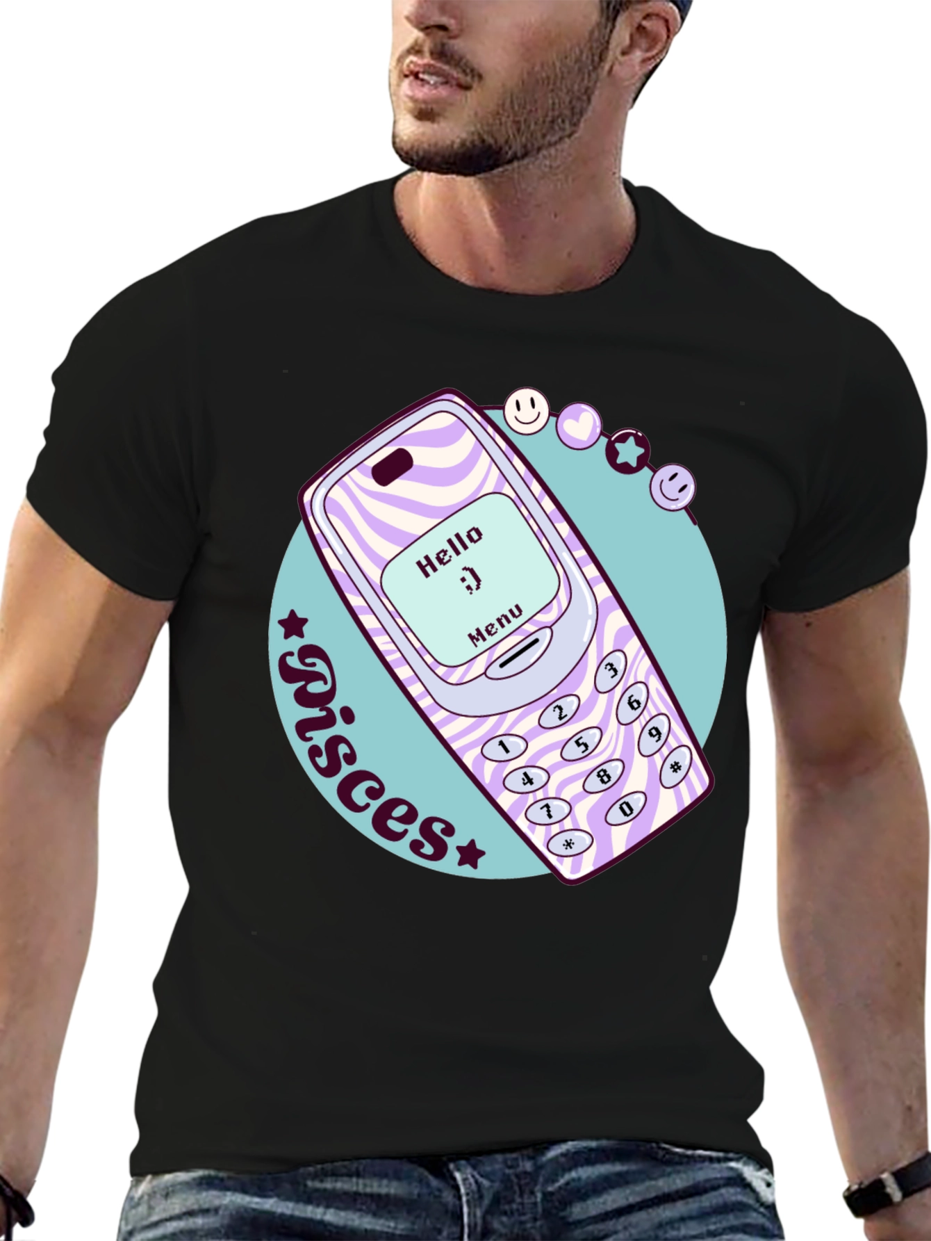Pisces Retro Cell Phone T-Shirt