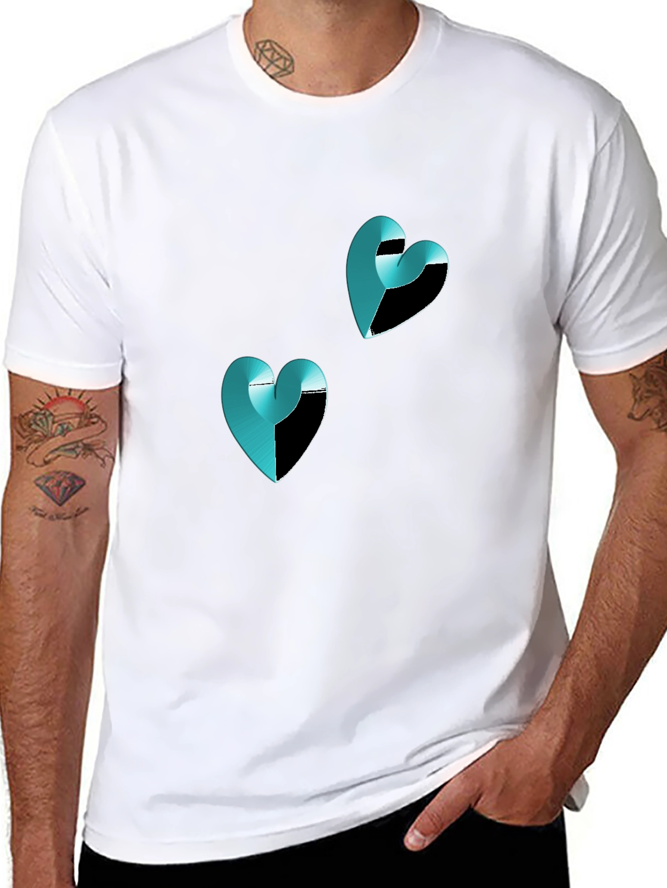Modern Heart Graphic Black T-Shirt