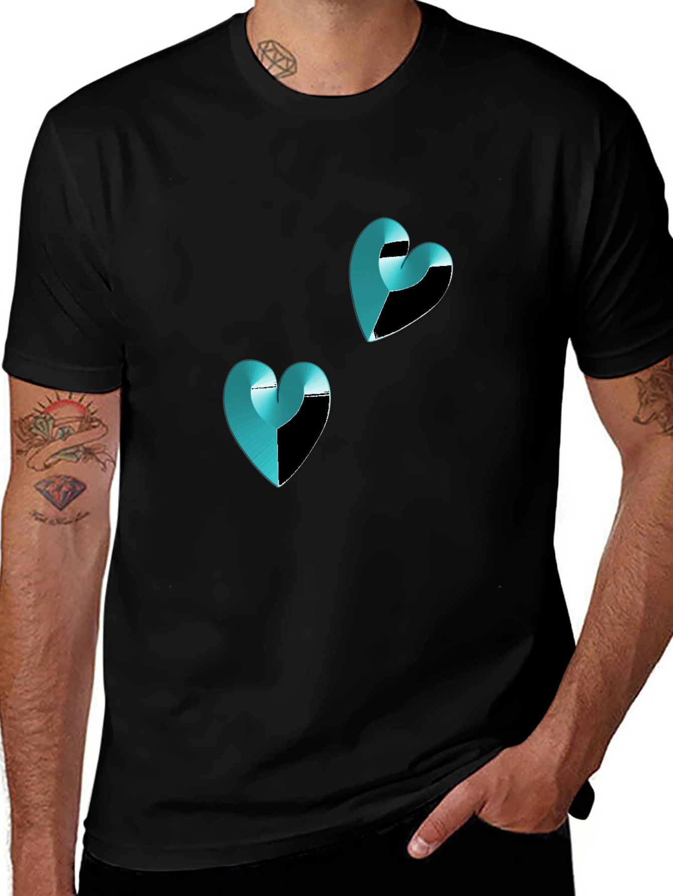 Modern Heart Graphic Black T-Shirt