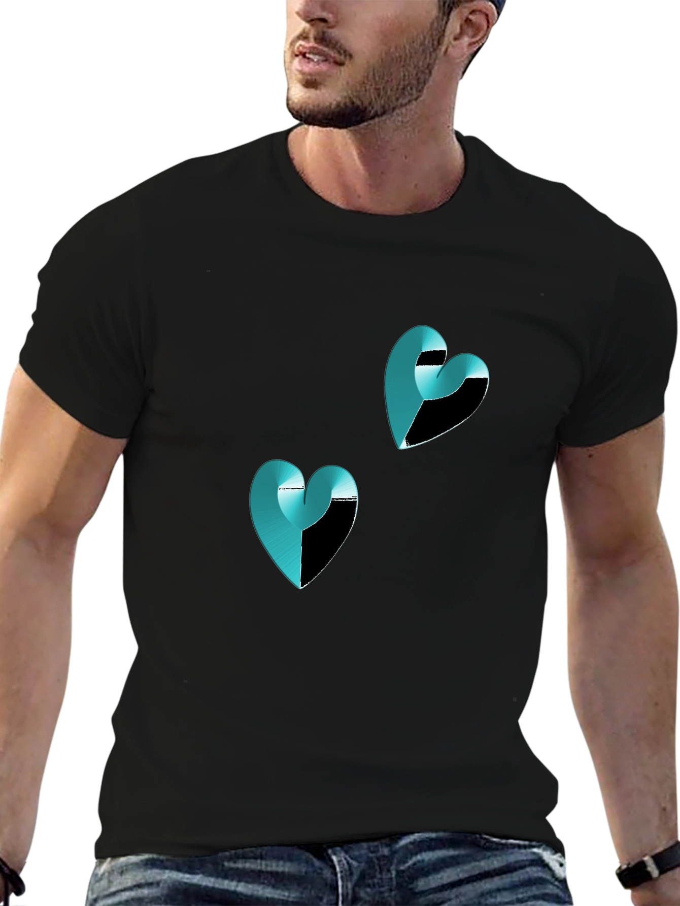 Modern Heart Graphic Black T-Shirt