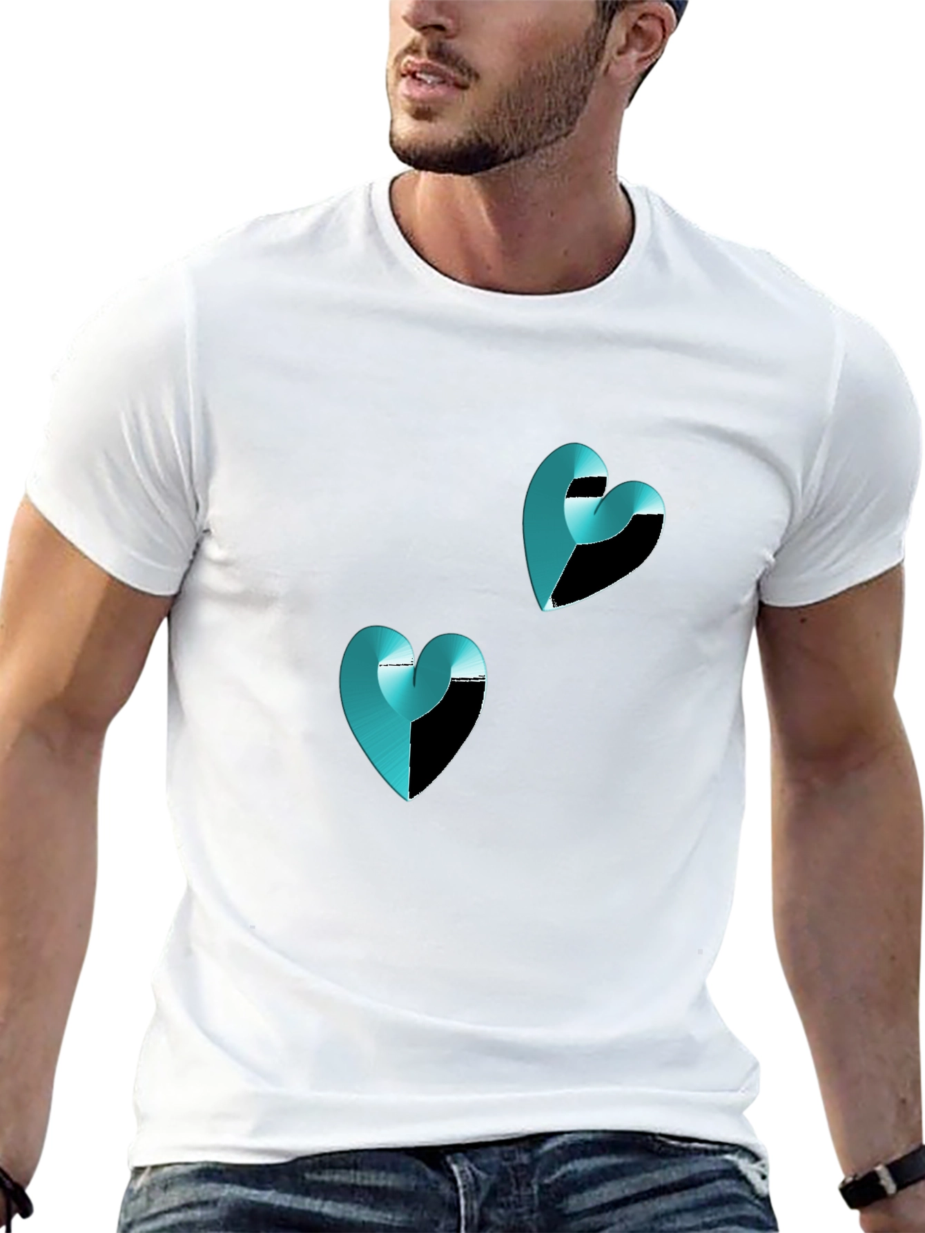 Modern Heart Graphic Black T-Shirt