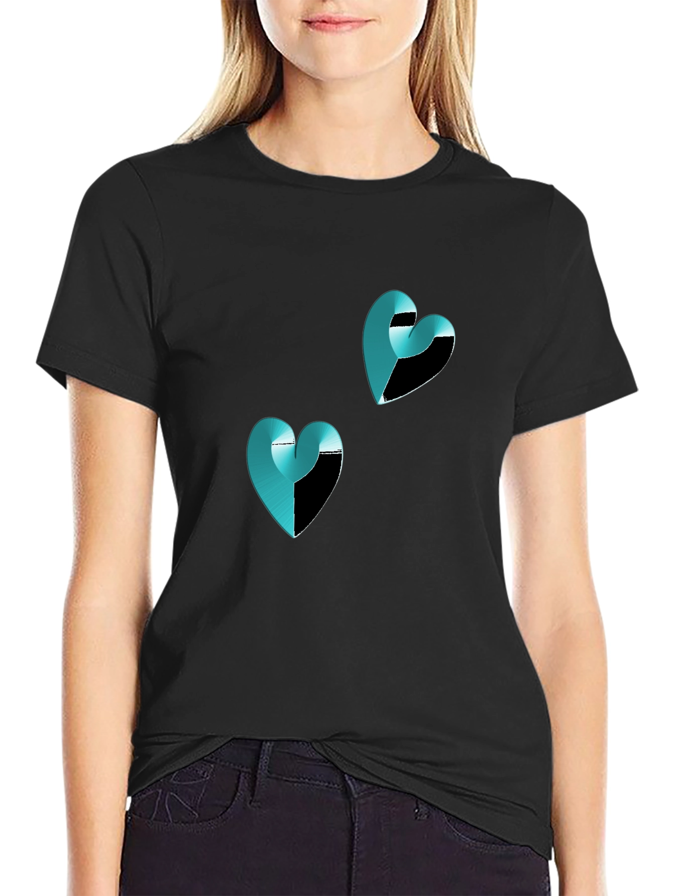 Modern Heart Graphic Black T-Shirt