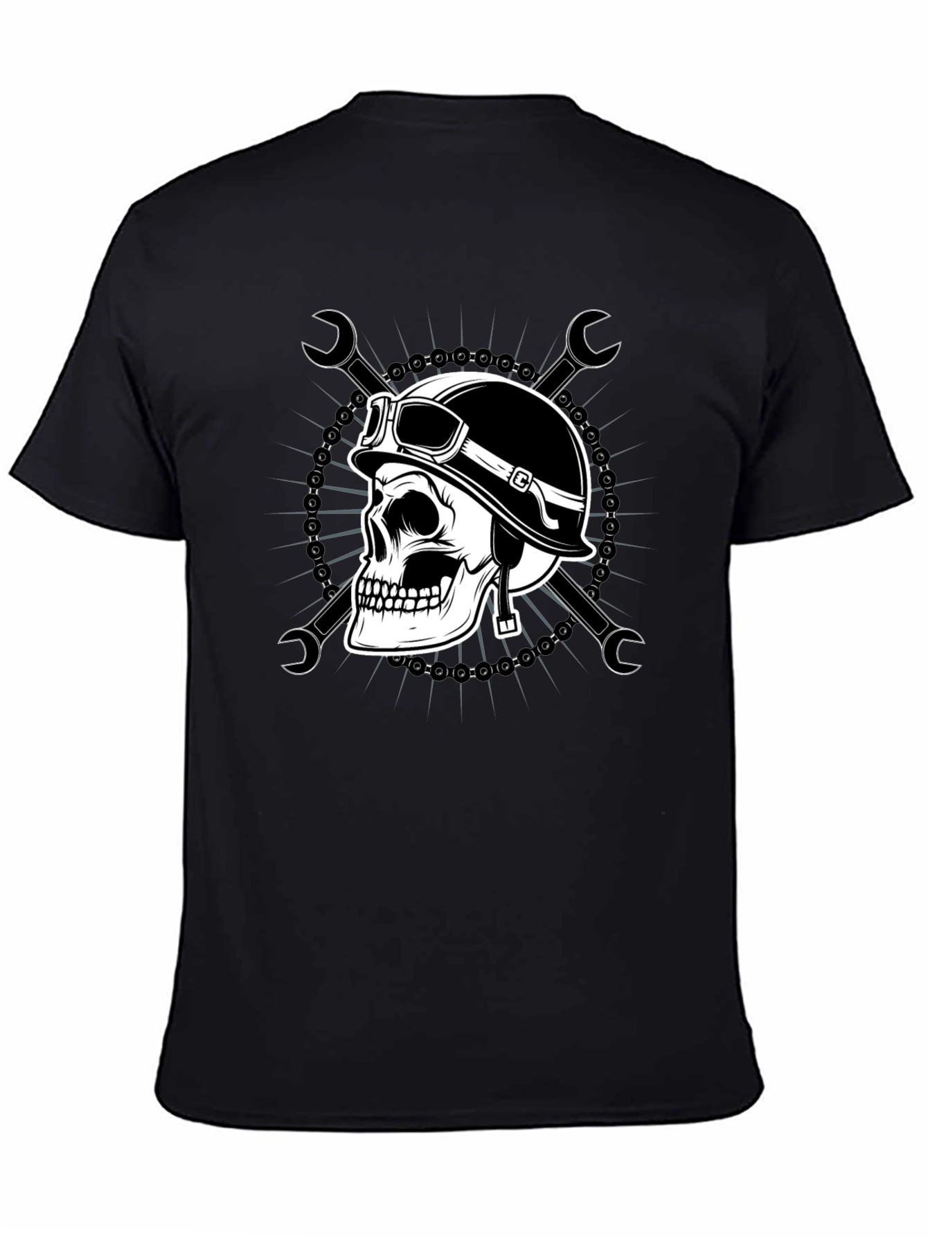 Skull Biker T-Shirt - Mens Black Graphic Tee
