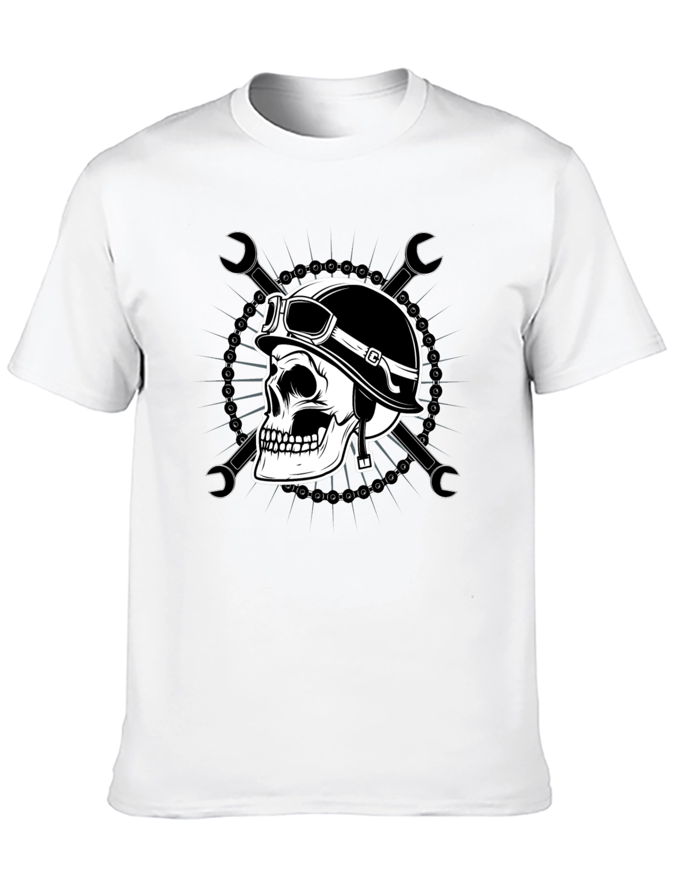 Skull Biker T-Shirt - Mens Black Graphic Tee