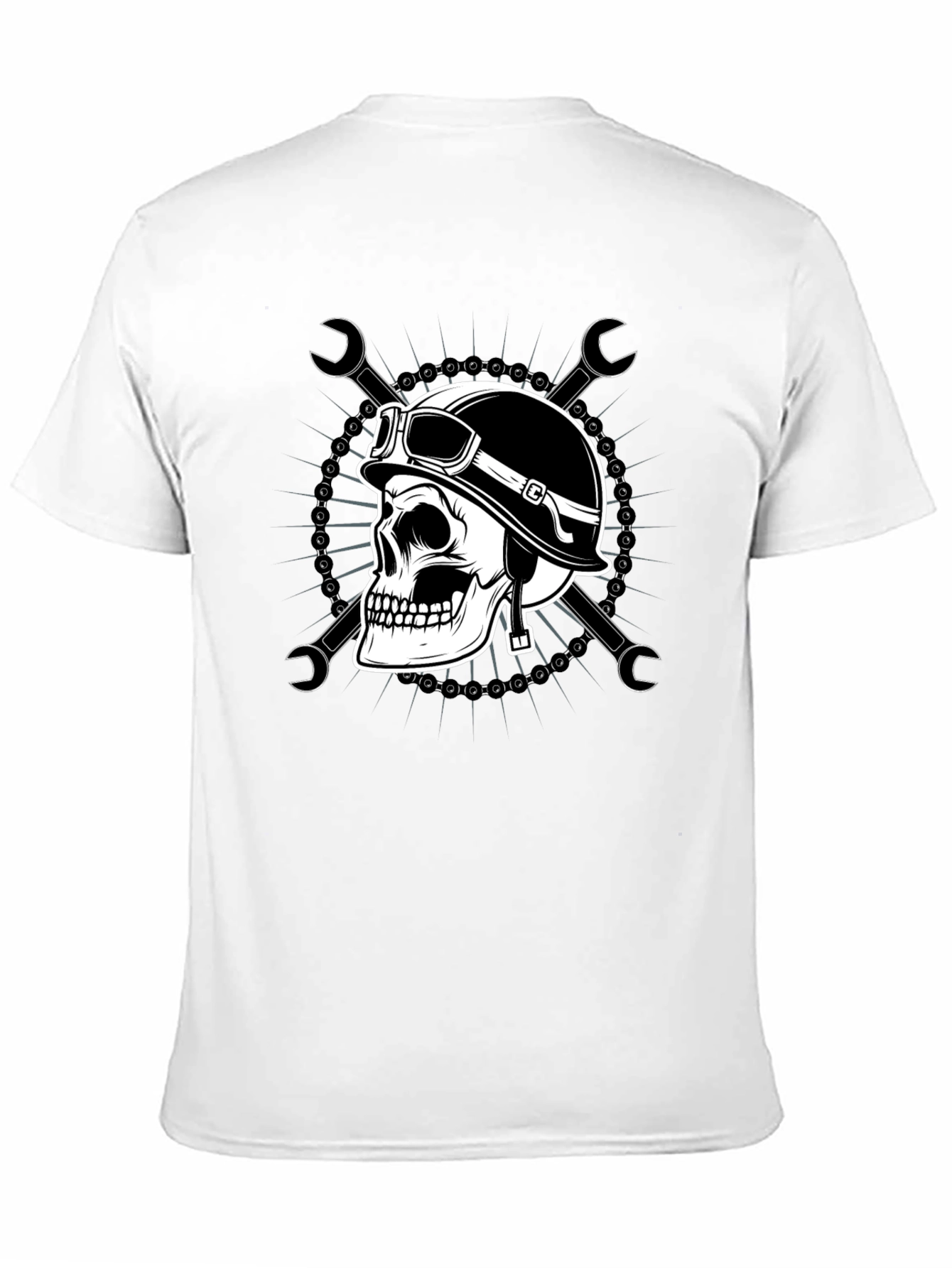 Skull Biker T-Shirt - Mens Black Graphic Tee