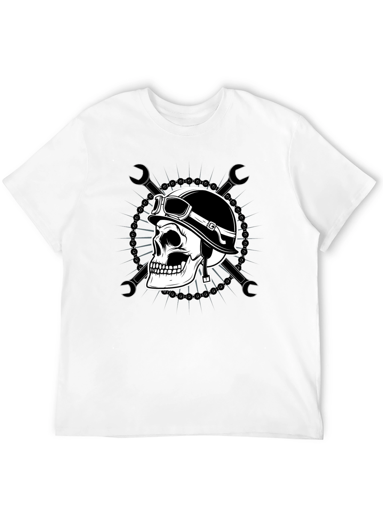 Skull Biker T-Shirt - Mens Black Graphic Tee