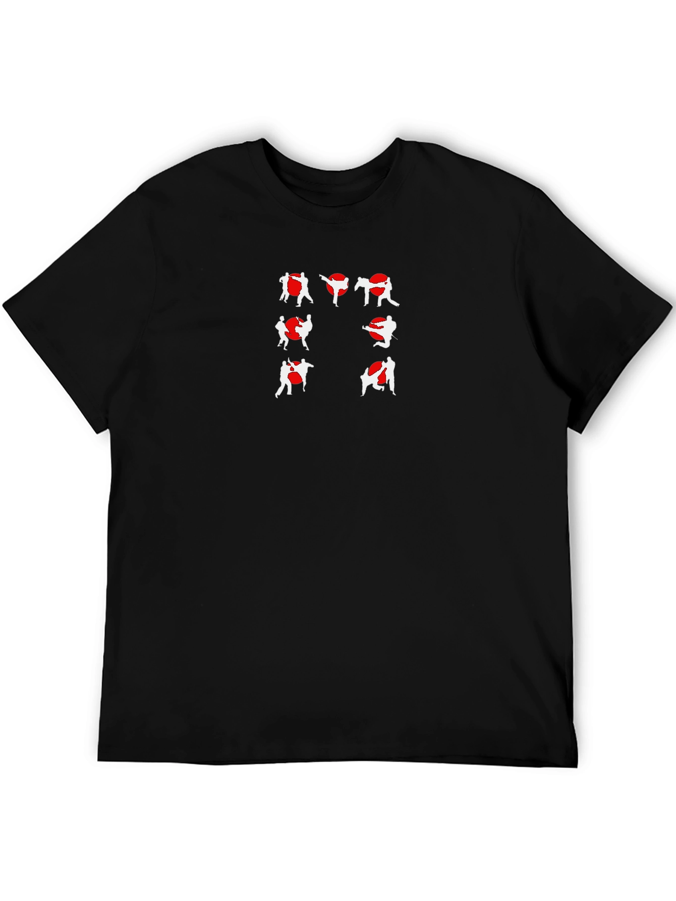 Martial Arts Silhouette Graphic Tee - Black Cotton