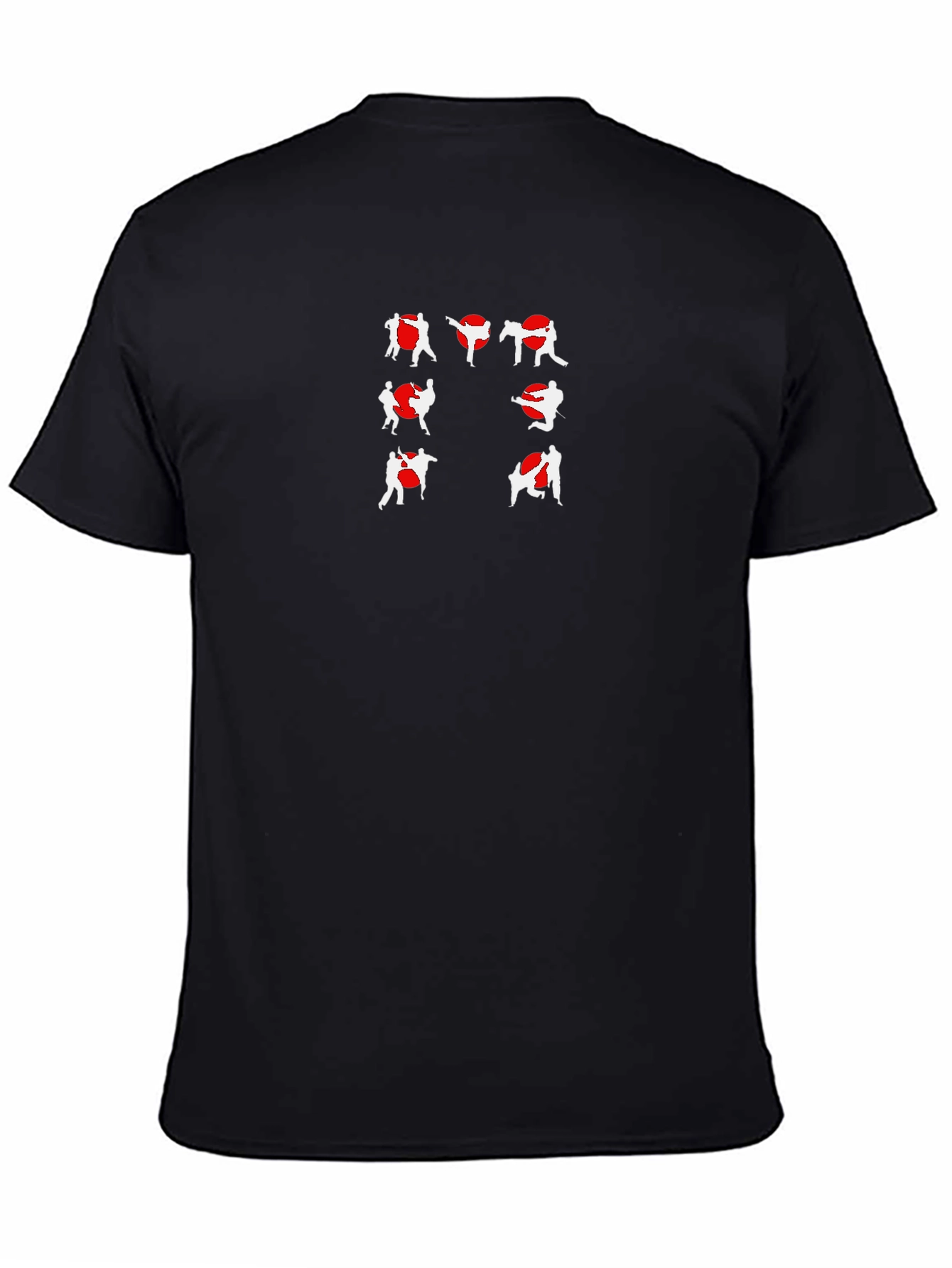 Martial Arts Silhouette Graphic Tee - Black Cotton