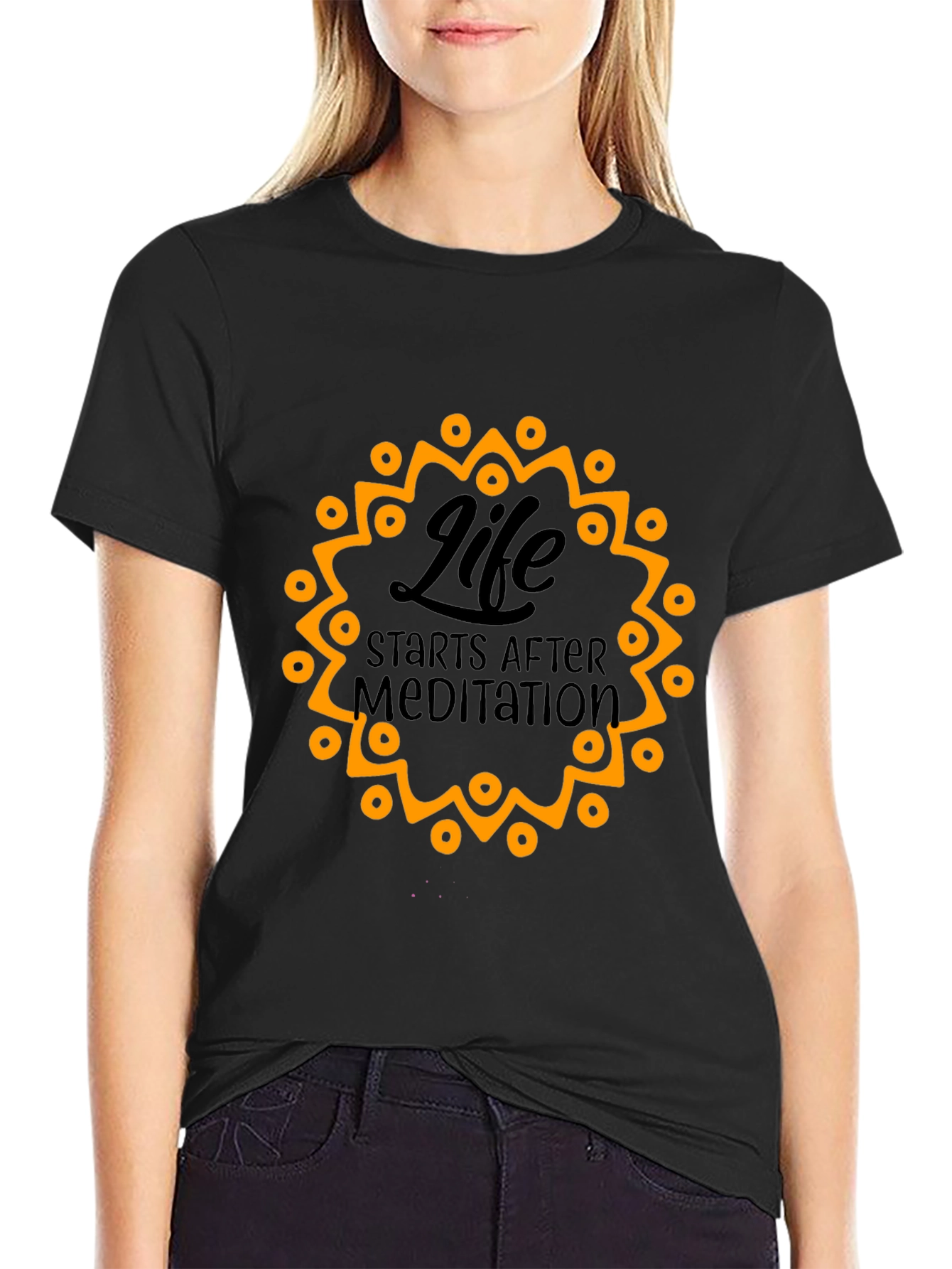 Life Starts After Meditation Black T-Shirt