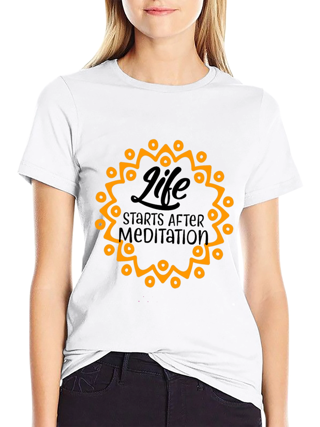 Life Starts After Meditation Black T-Shirt