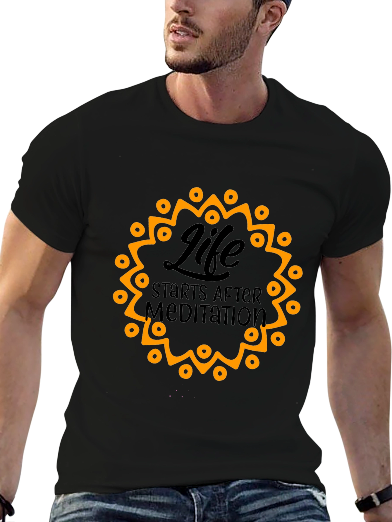 Life Starts After Meditation Black T-Shirt