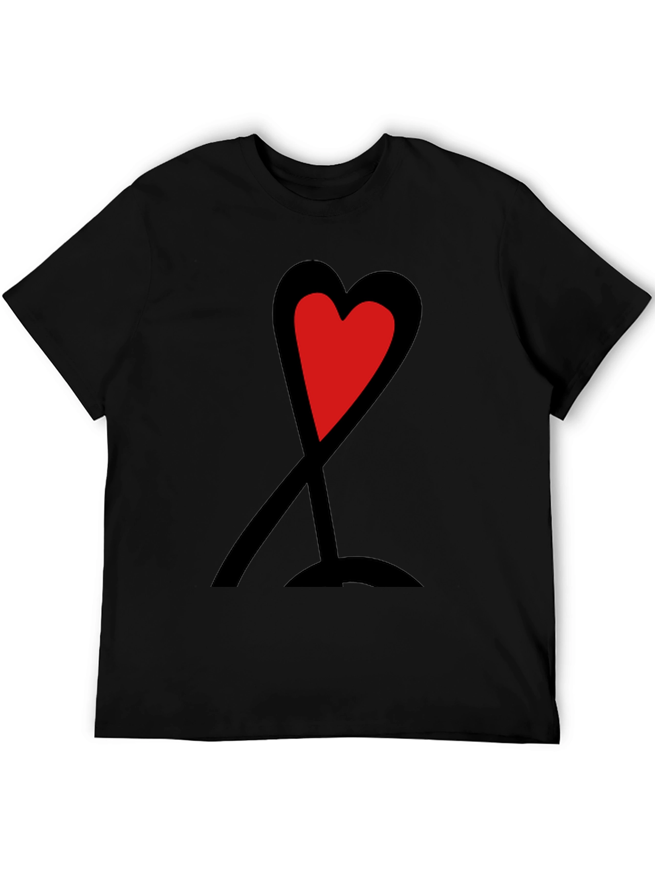 Red Heart Graphic Print Black T-Shirt
