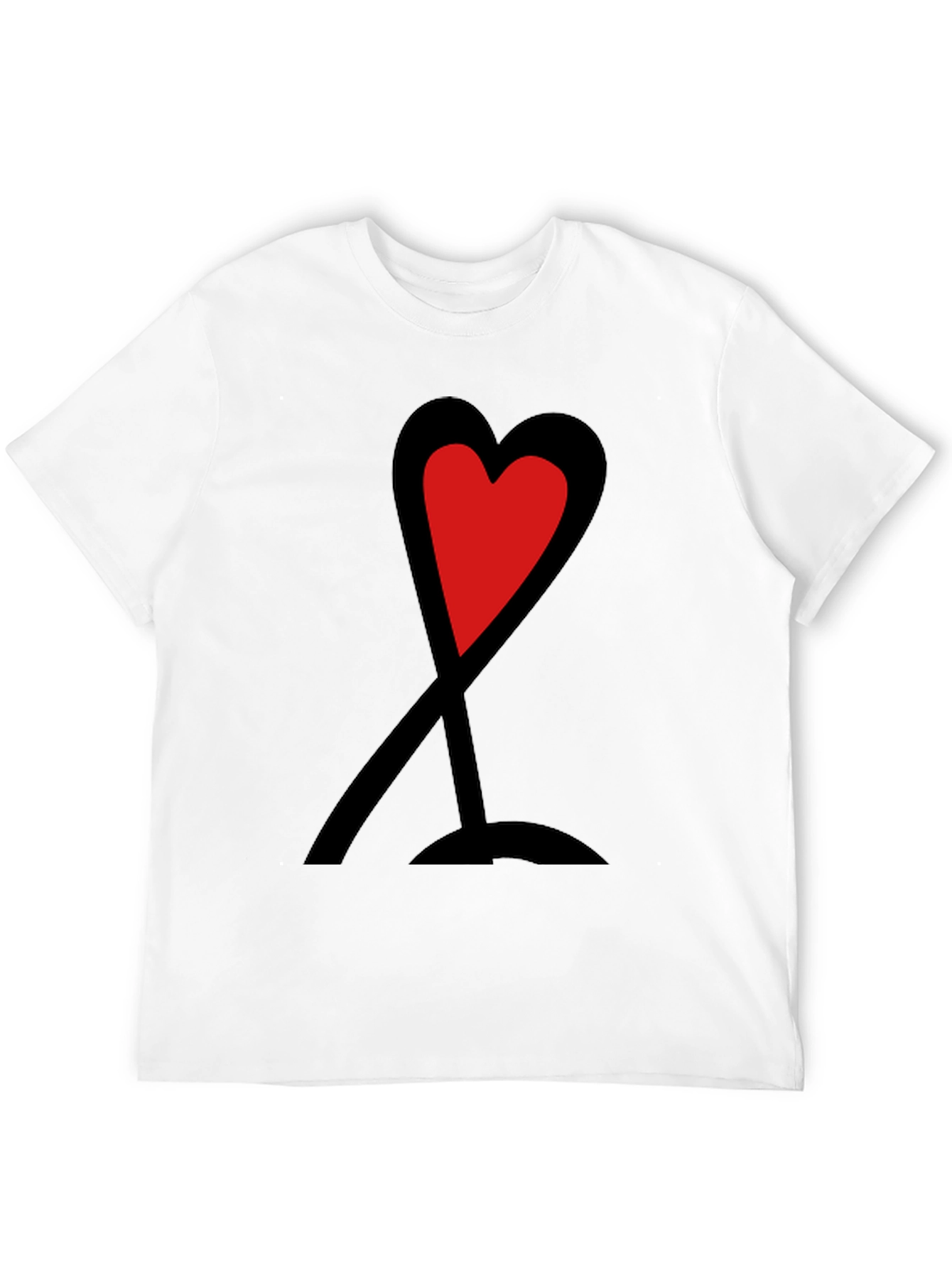 Red Heart Graphic Print Black T-Shirt