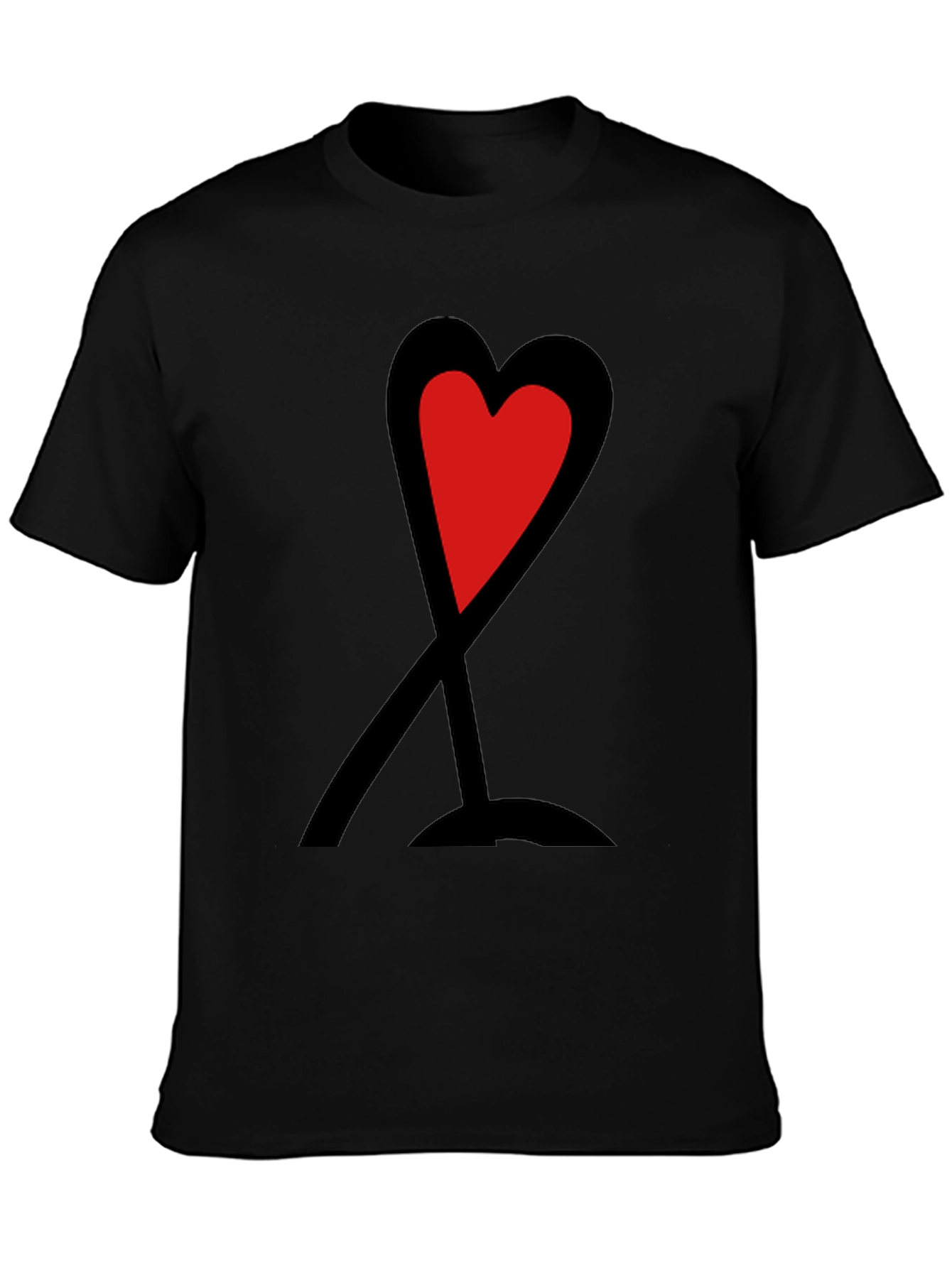Red Heart Graphic Print Black T-Shirt